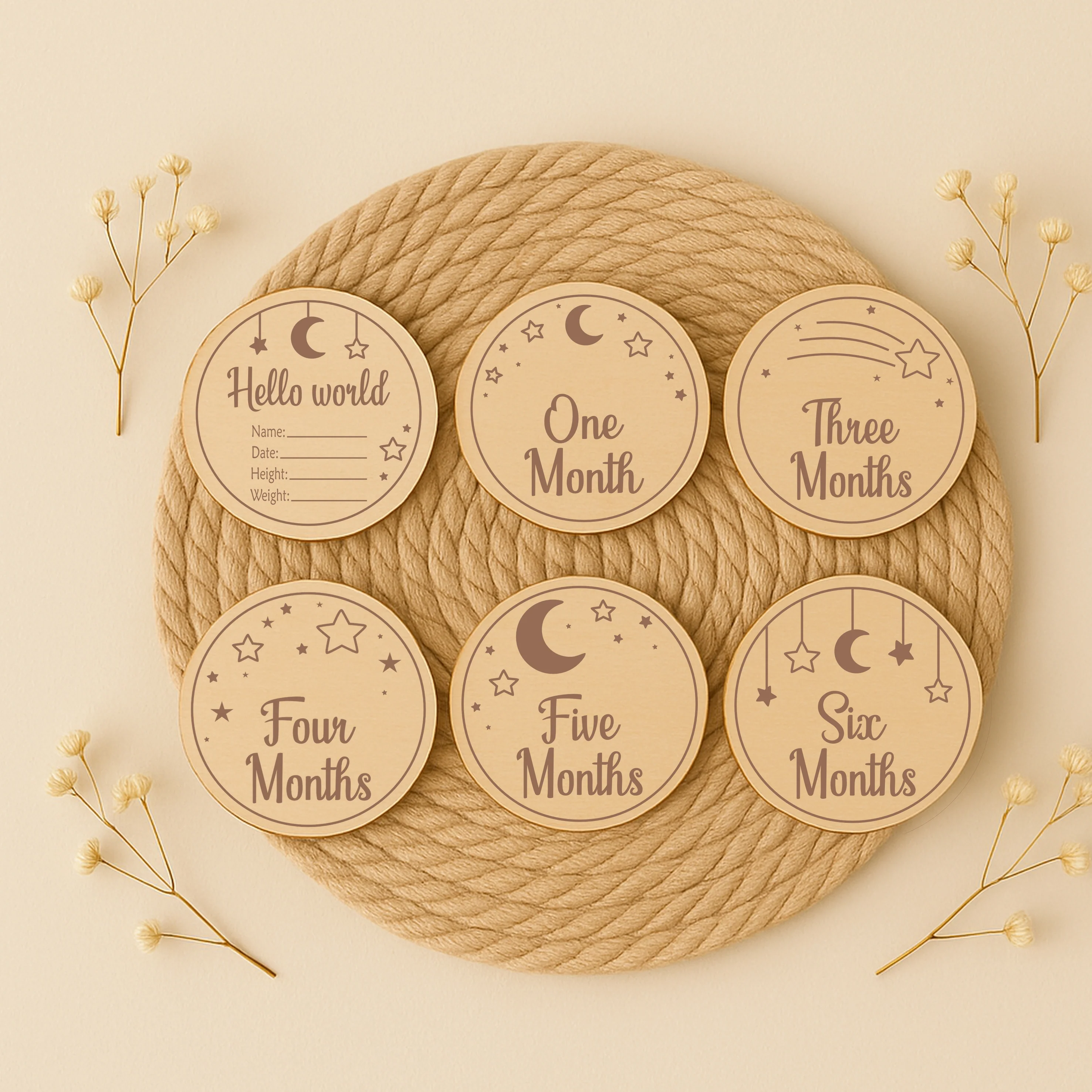 Moon and Stars Baby Milestone Wooden Plaque Set - Image 5
