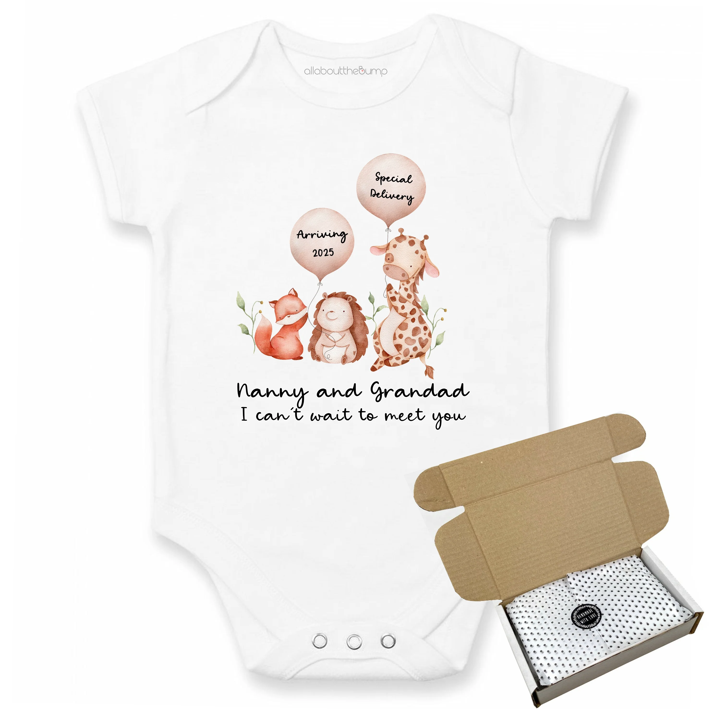 Personalised Nanny Grandad I Can't Wait To Meet You Baby Announcement Vest - Image 3