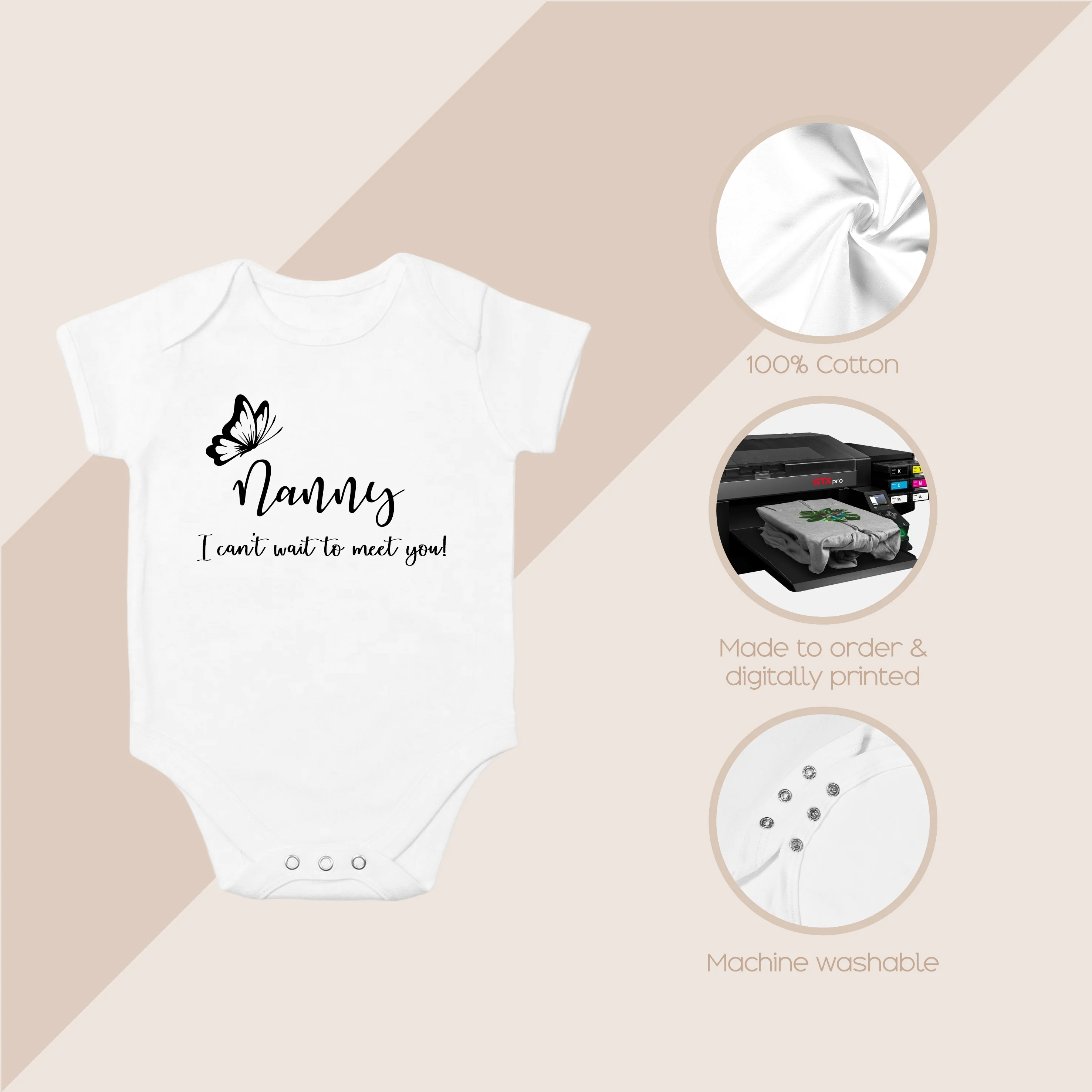 Nanny I can't wait to meet you! Baby Announcement Vest - Image 4