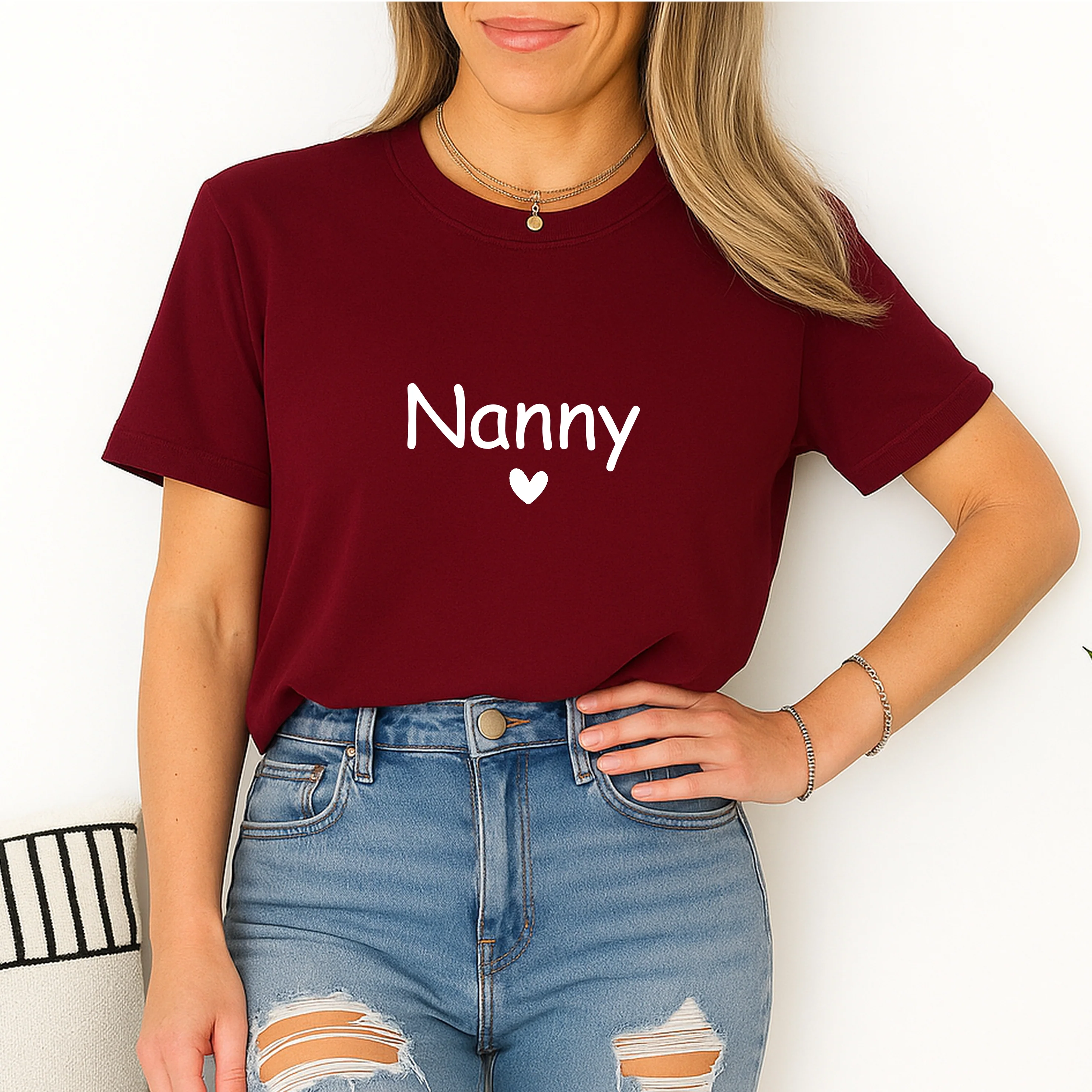 Nanny's Bestie Maroon Matching Outfits - Image 2