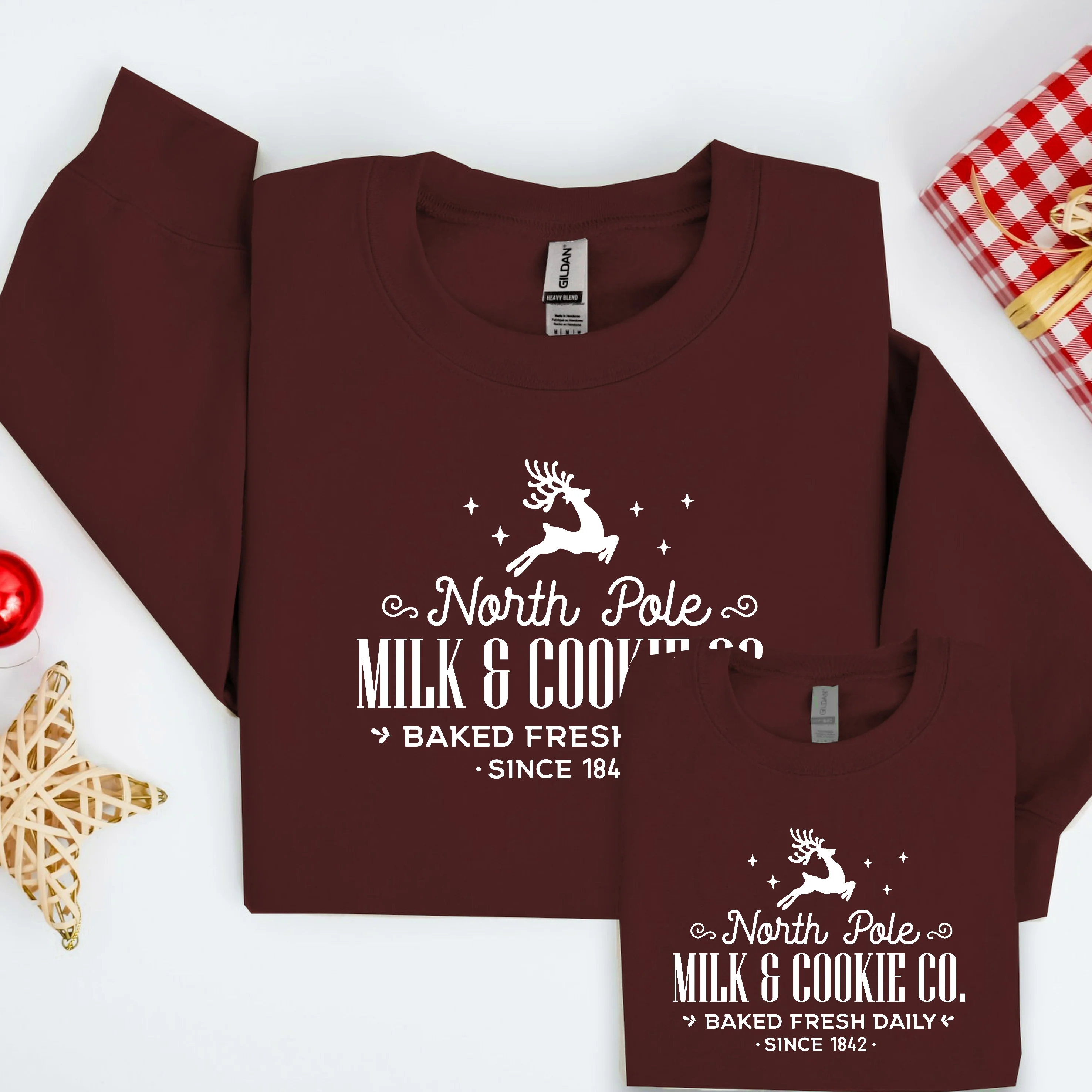 North Pole Milk & Cookies Co Christmas Family Matching Sweatshirt/Babygrow - Image 4