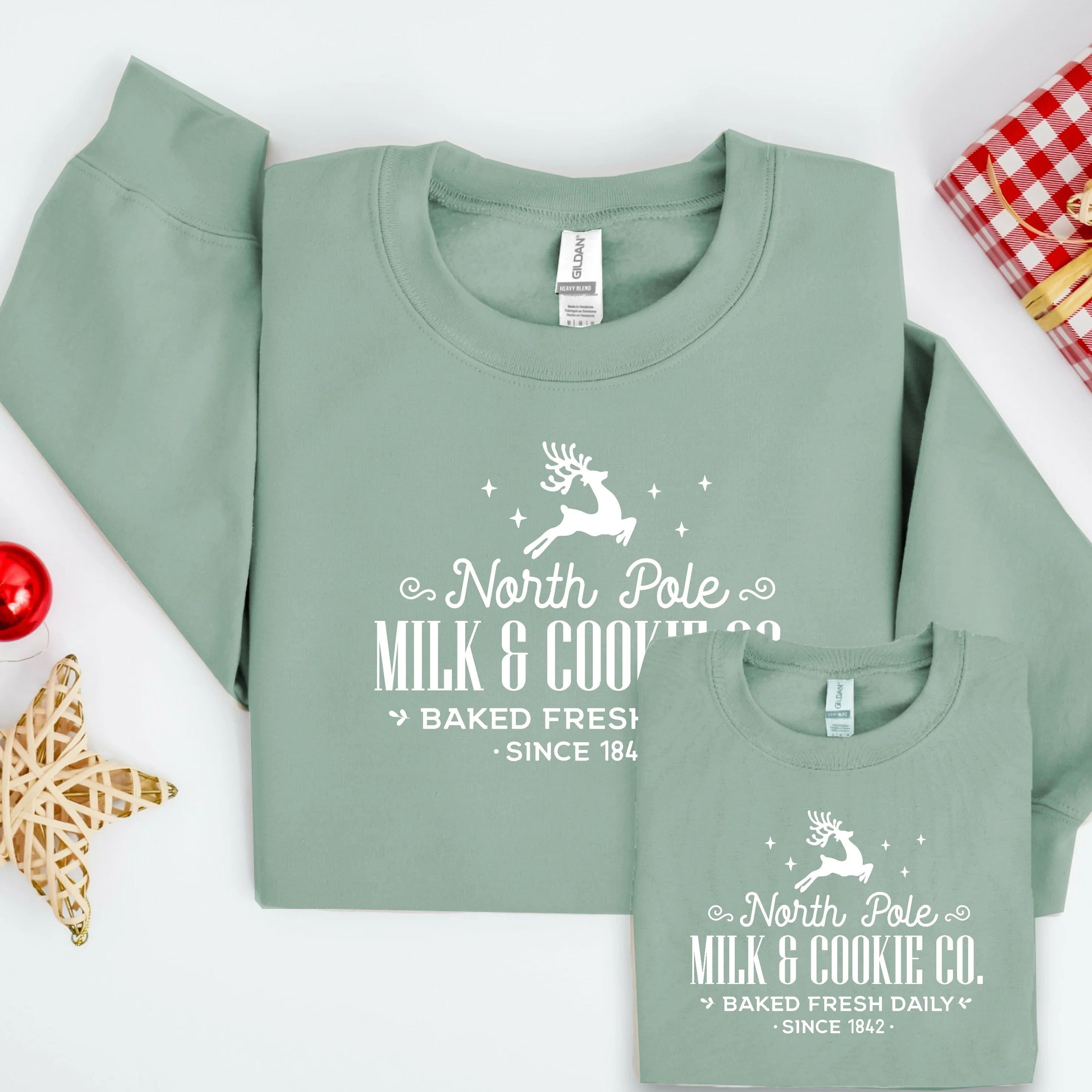North Pole Milk & Cookies Co Christmas Family Matching Sweatshirt/Babygrow - Image 5