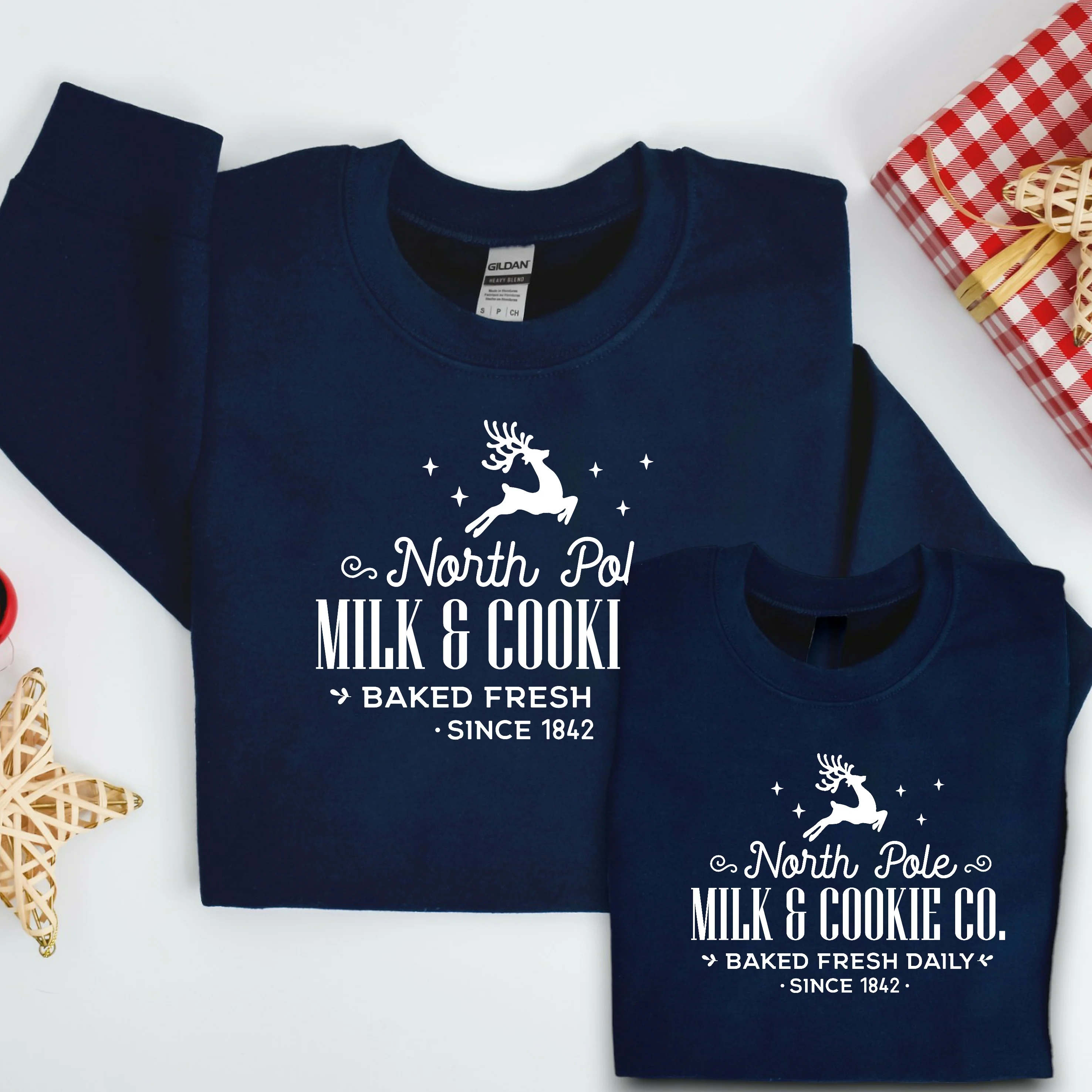 North Pole Milk & Cookies Co Christmas Family Matching Sweatshirt/Babygrow - Image 6