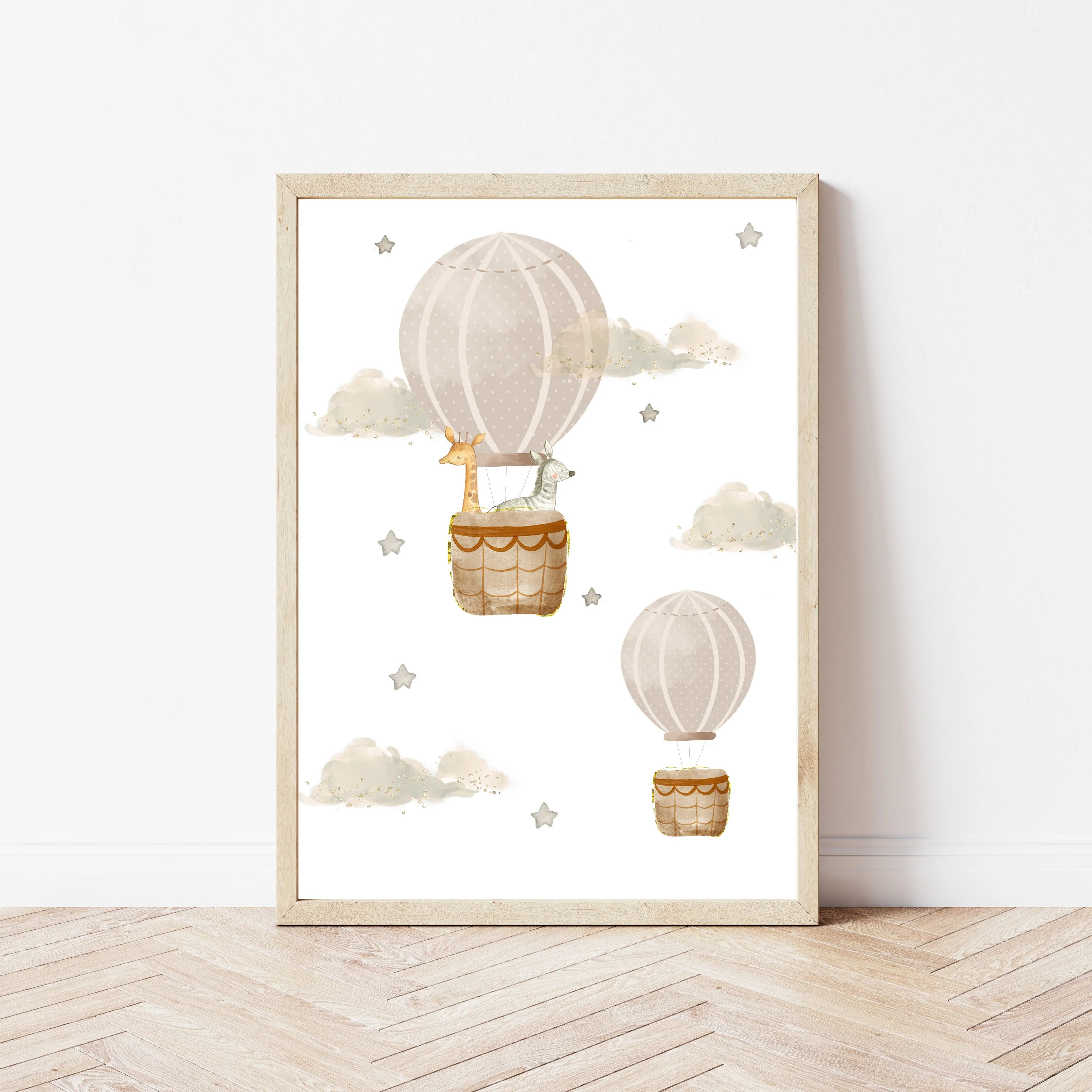 Oh The Places You'll Go Beige Hot Air Balloon Set of 3 Wall Art - Image 3