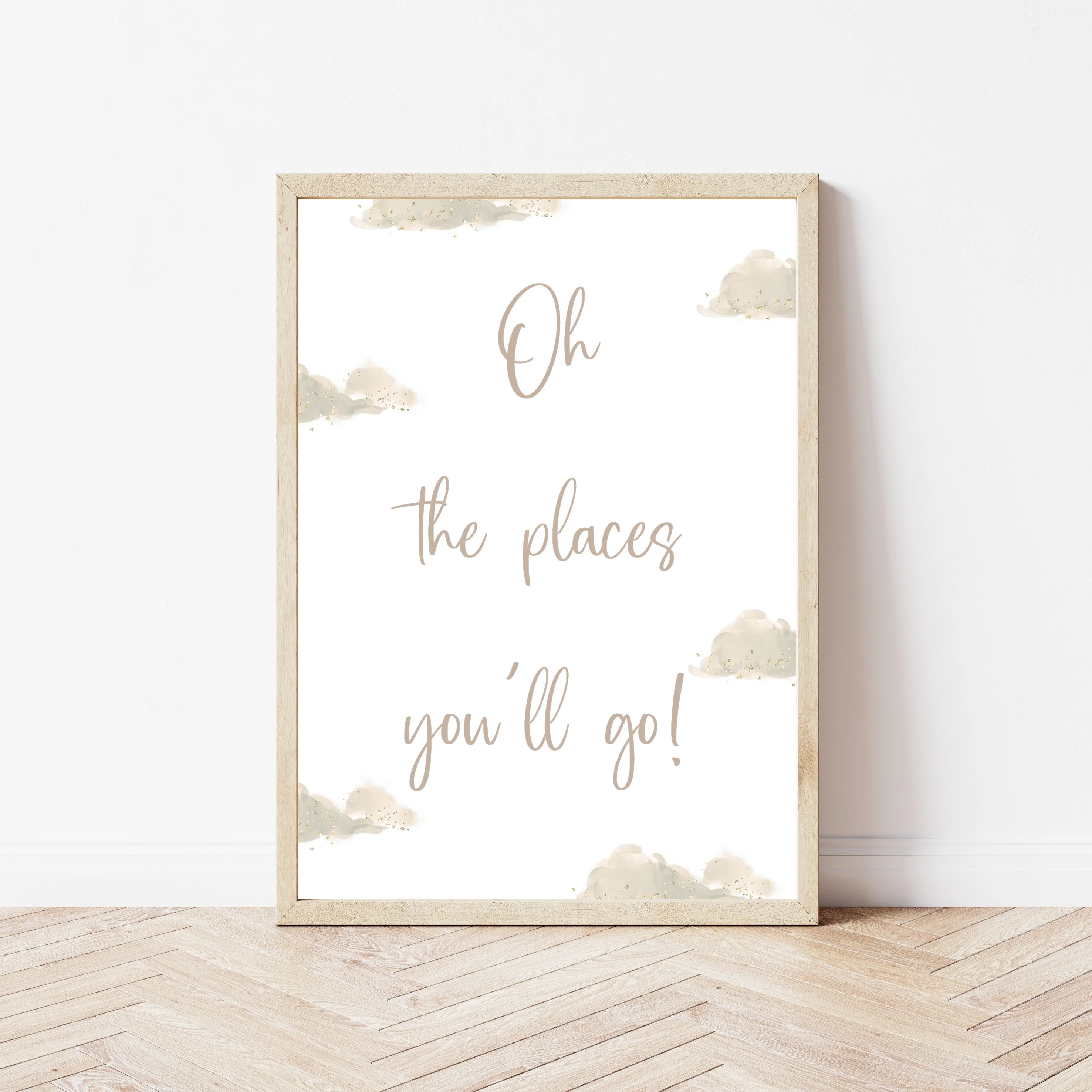 Oh The Places You'll Go Beige Hot Air Balloon Set of 3 Wall Art - Image 4