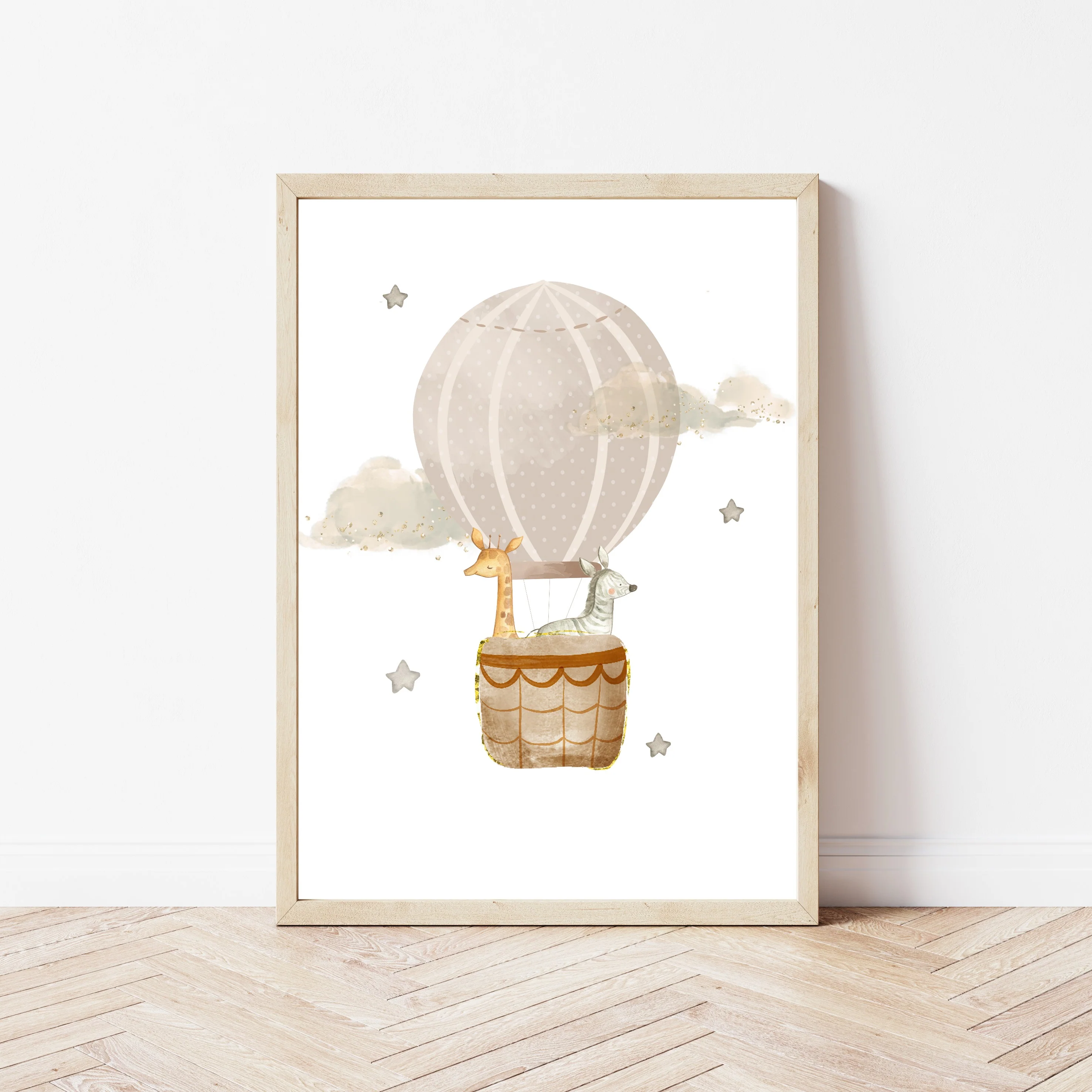 Oh The Places You'll Go Beige Hot Air Balloon Set of 3 Wall Art - Image 5