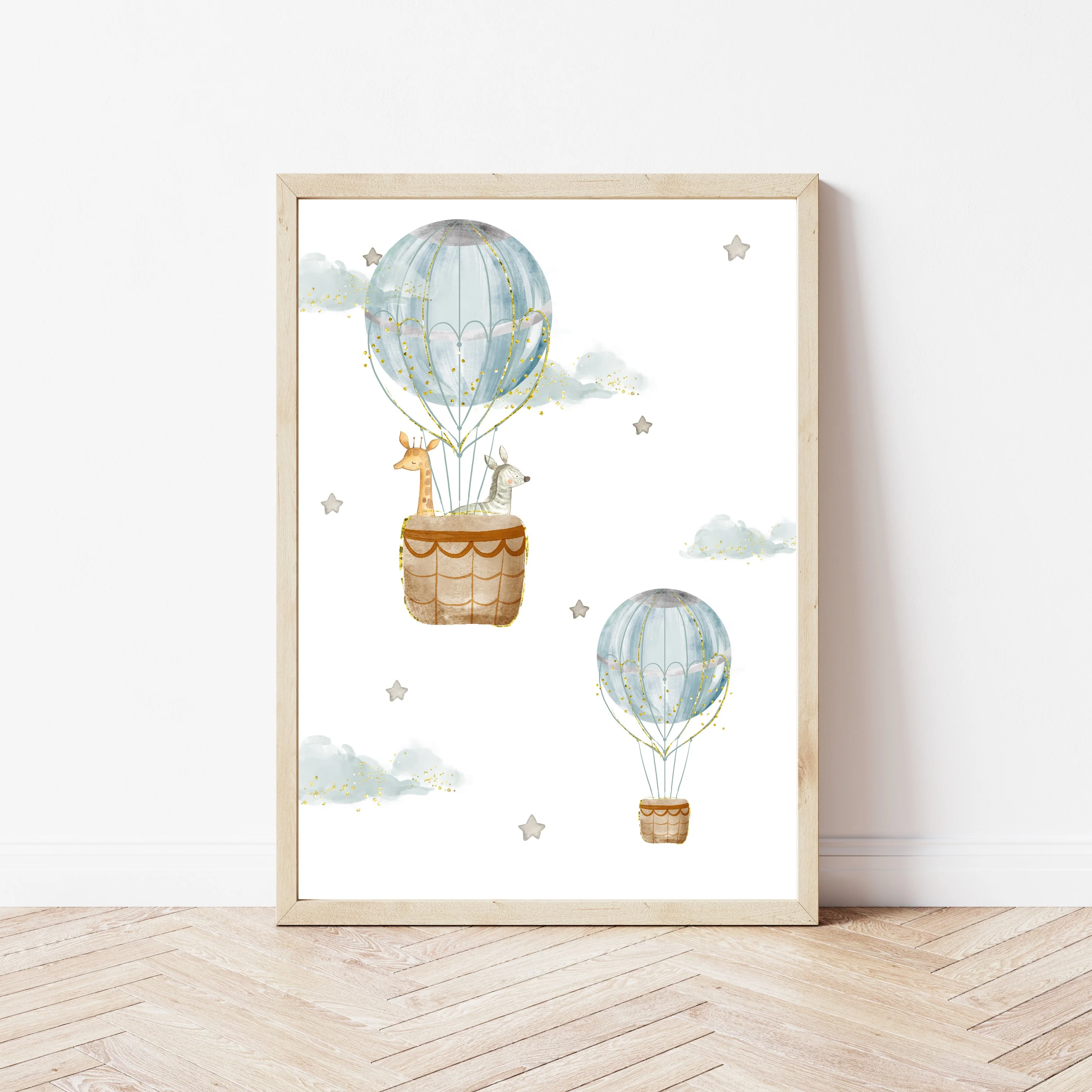 Oh The Places You'll Go Blue Hot Air Balloon Set of 3 Wall Art - Image 3