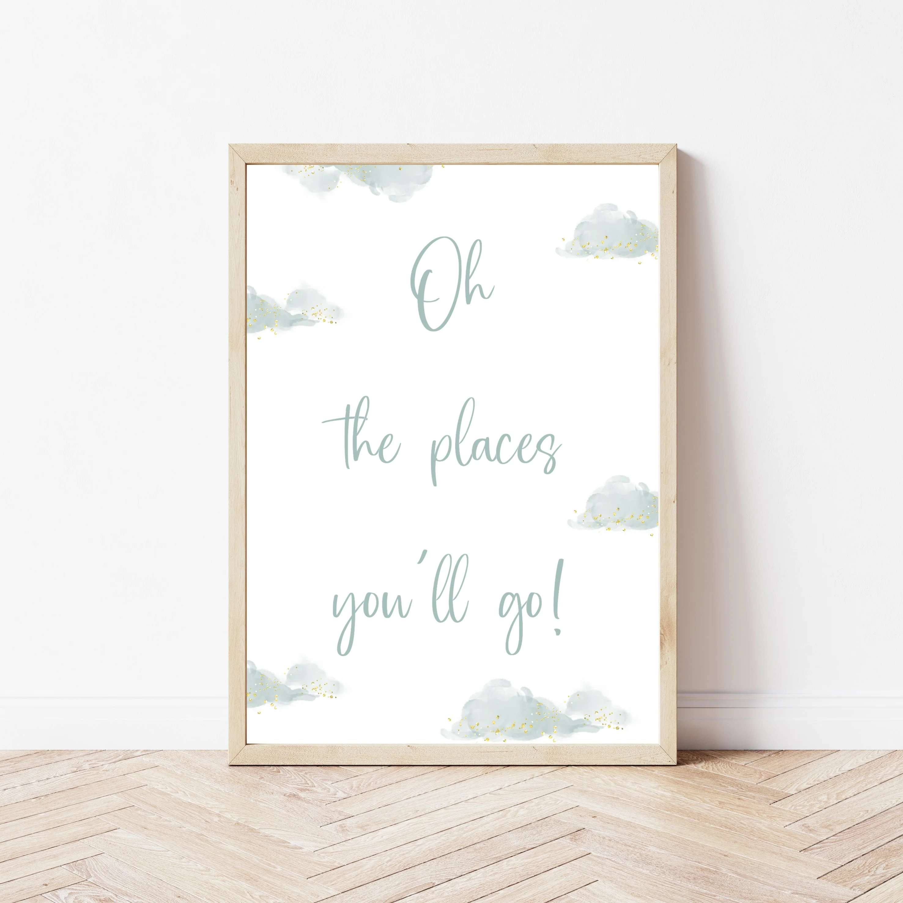 Oh The Places You'll Go Blue Hot Air Balloon Set of 3 Wall Art - Image 4