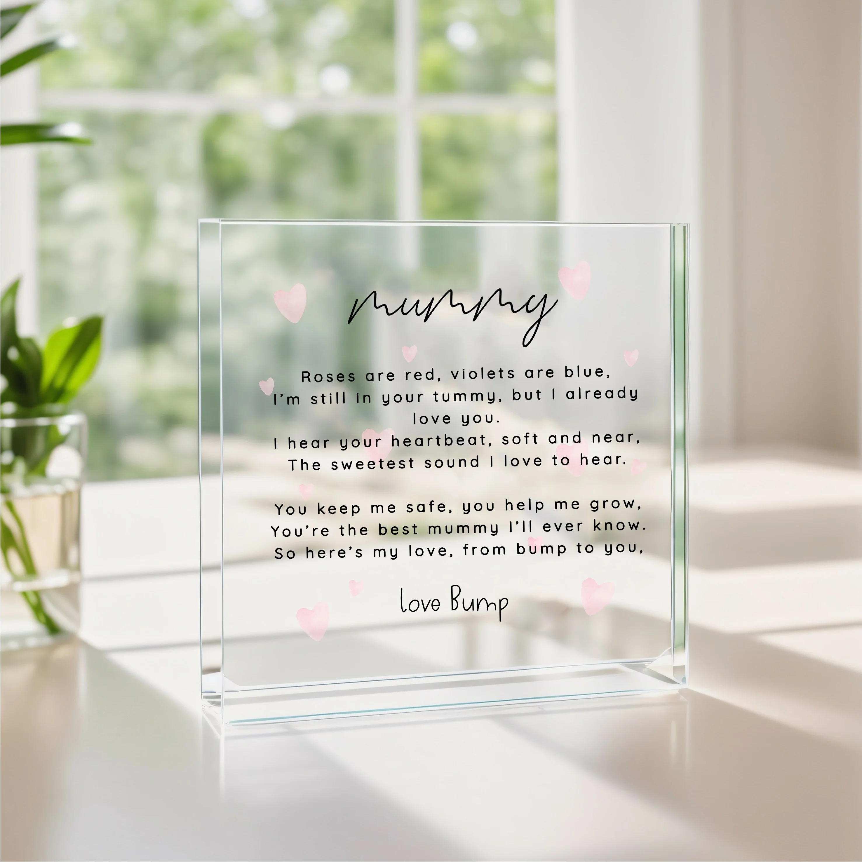 Our First Mother's Pink Heart Poem Day Love Bump Acrylic Block - Image 3