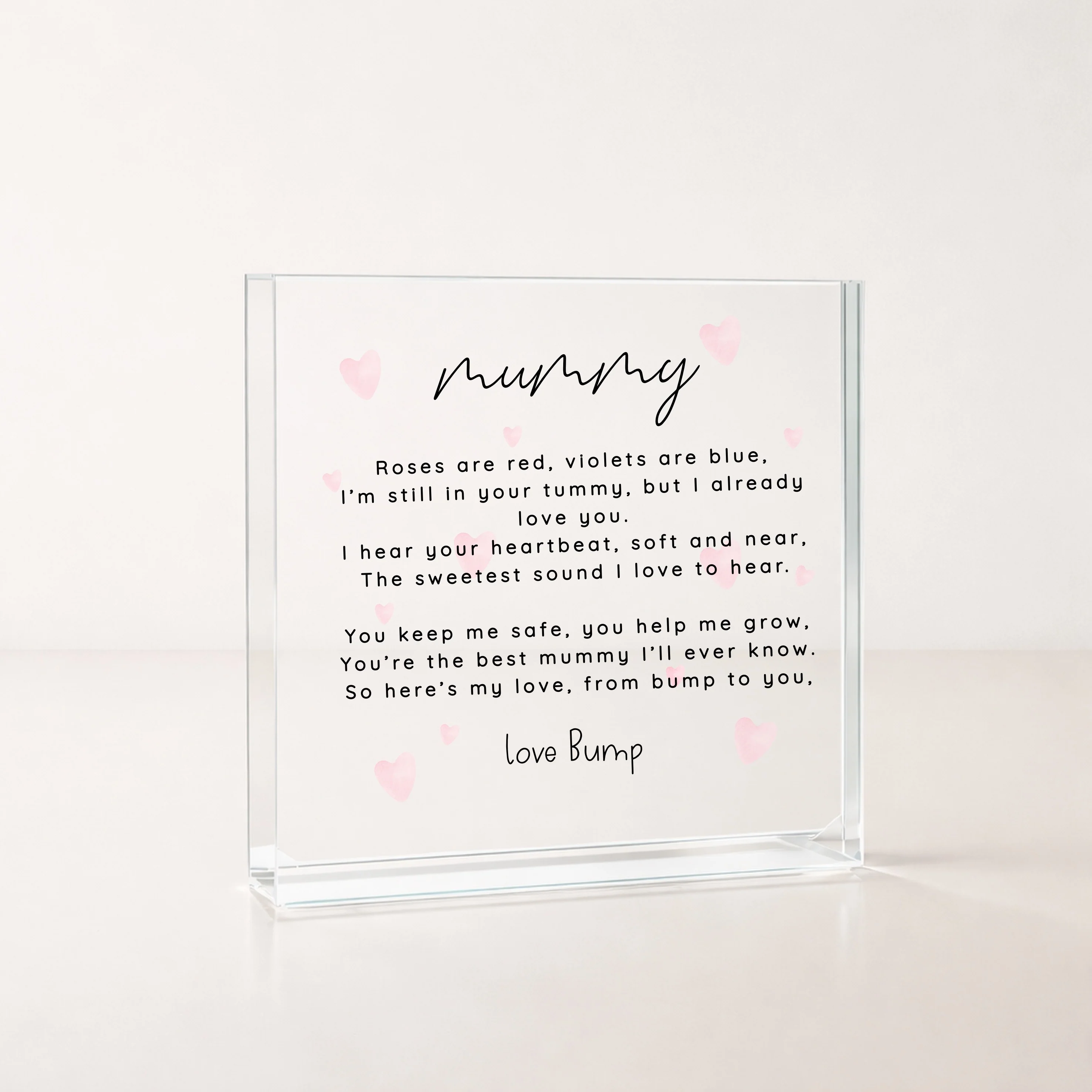 Our First Mother's Pink Heart Poem Day Love Bump Acrylic Block - Image 4