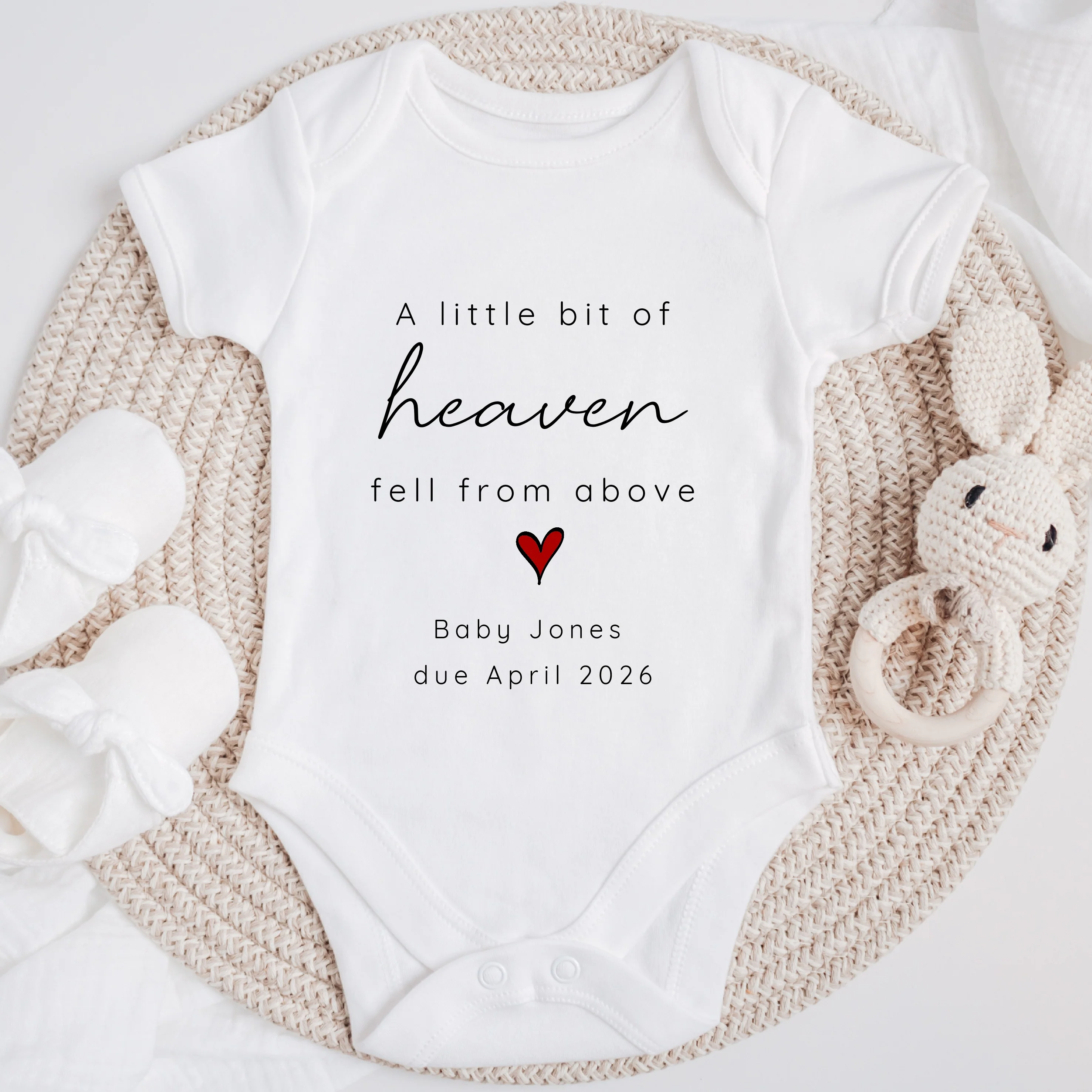 Personalised A Bit of Heaven Fell From Above Announcement Vest