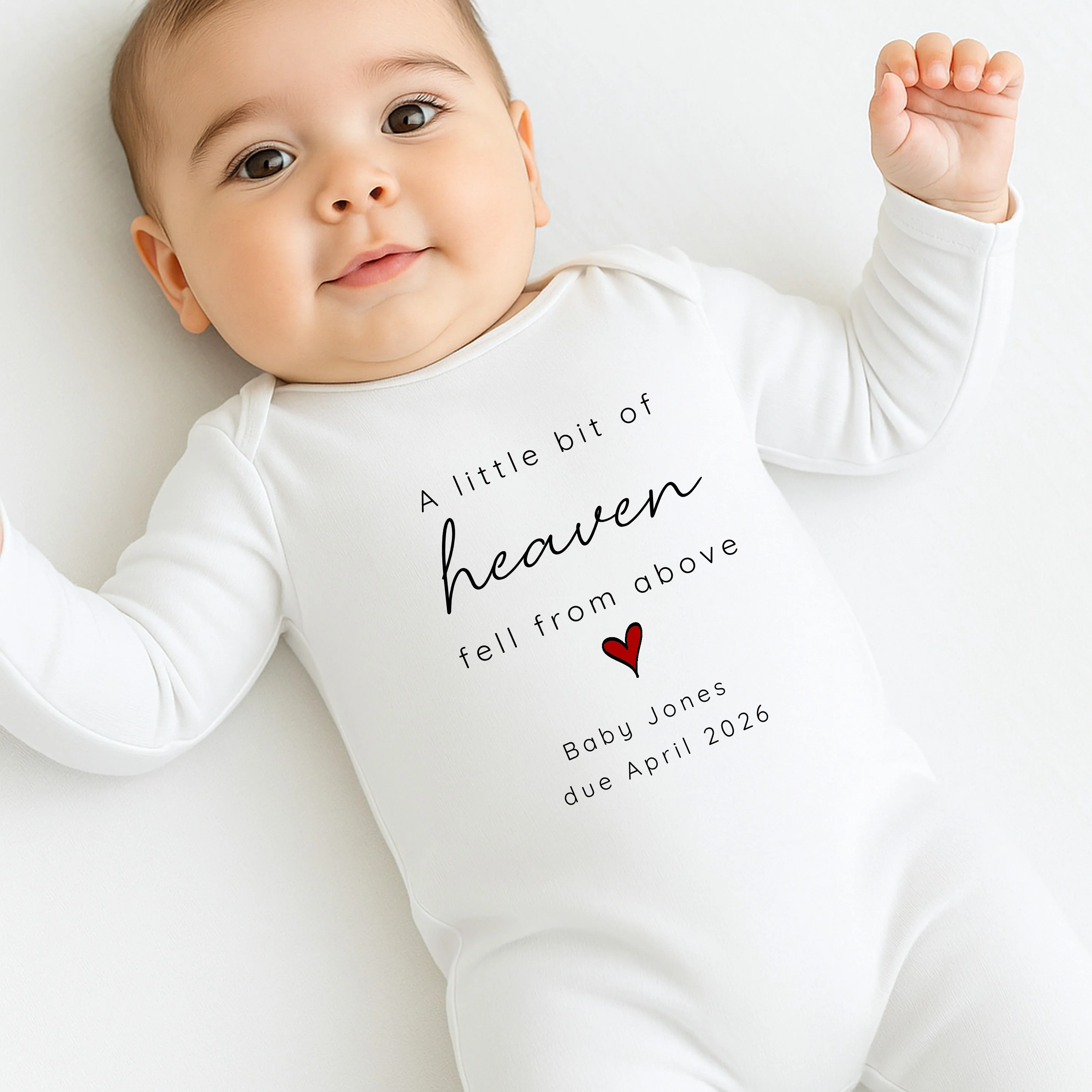 Personalised A Bit of Heaven Fell From Above Announcement Vest - Image 3
