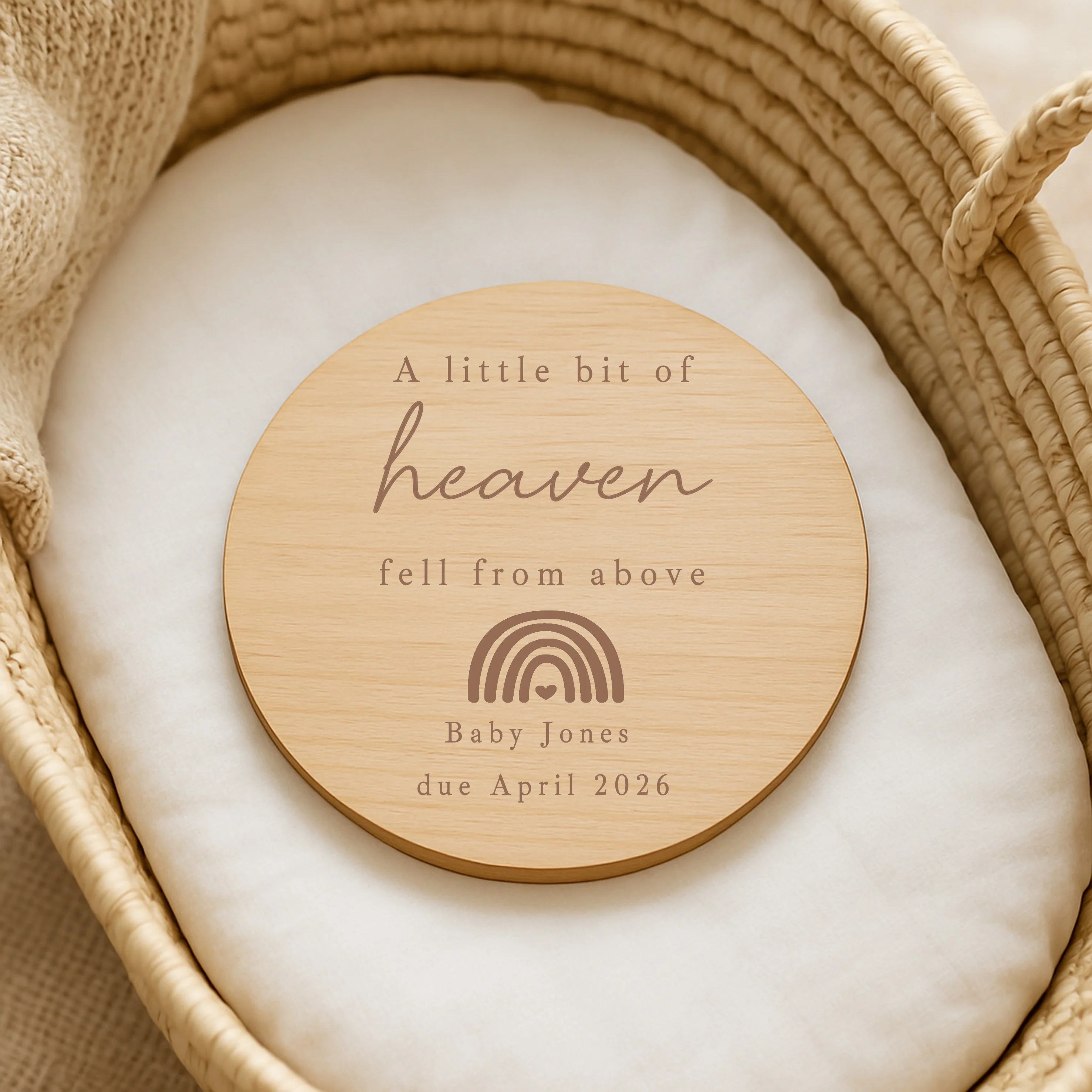 Personalised A Little Bit Of Heaven Wooden Baby Announcement Plaque - Image 3