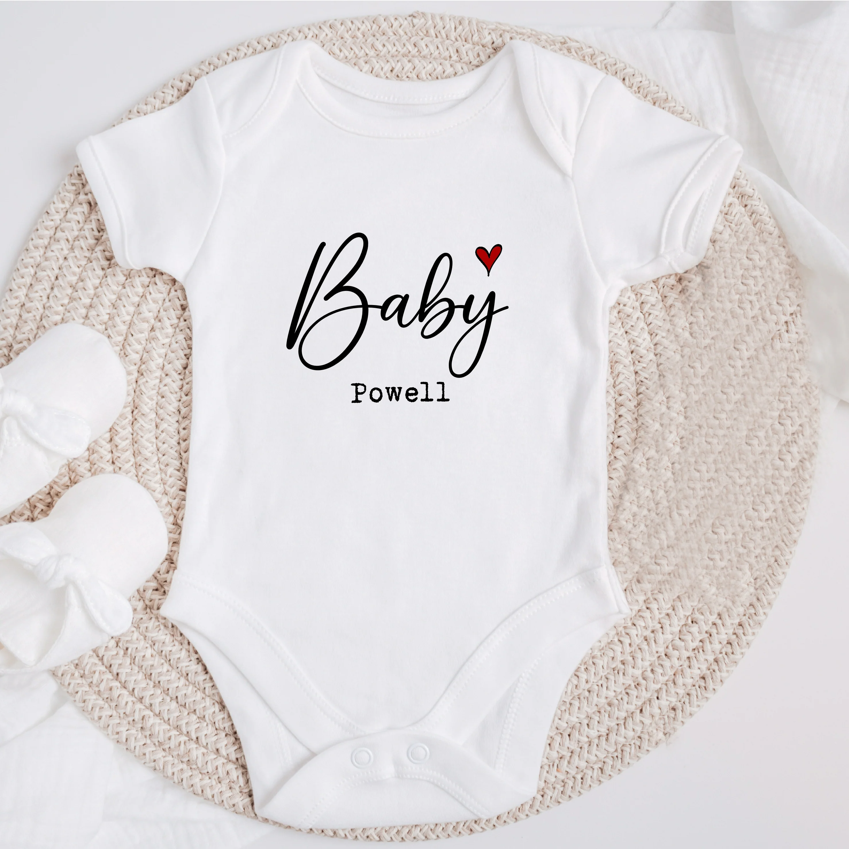 Personalised Baby Heart Name Baby Announcement Vest - Image 2