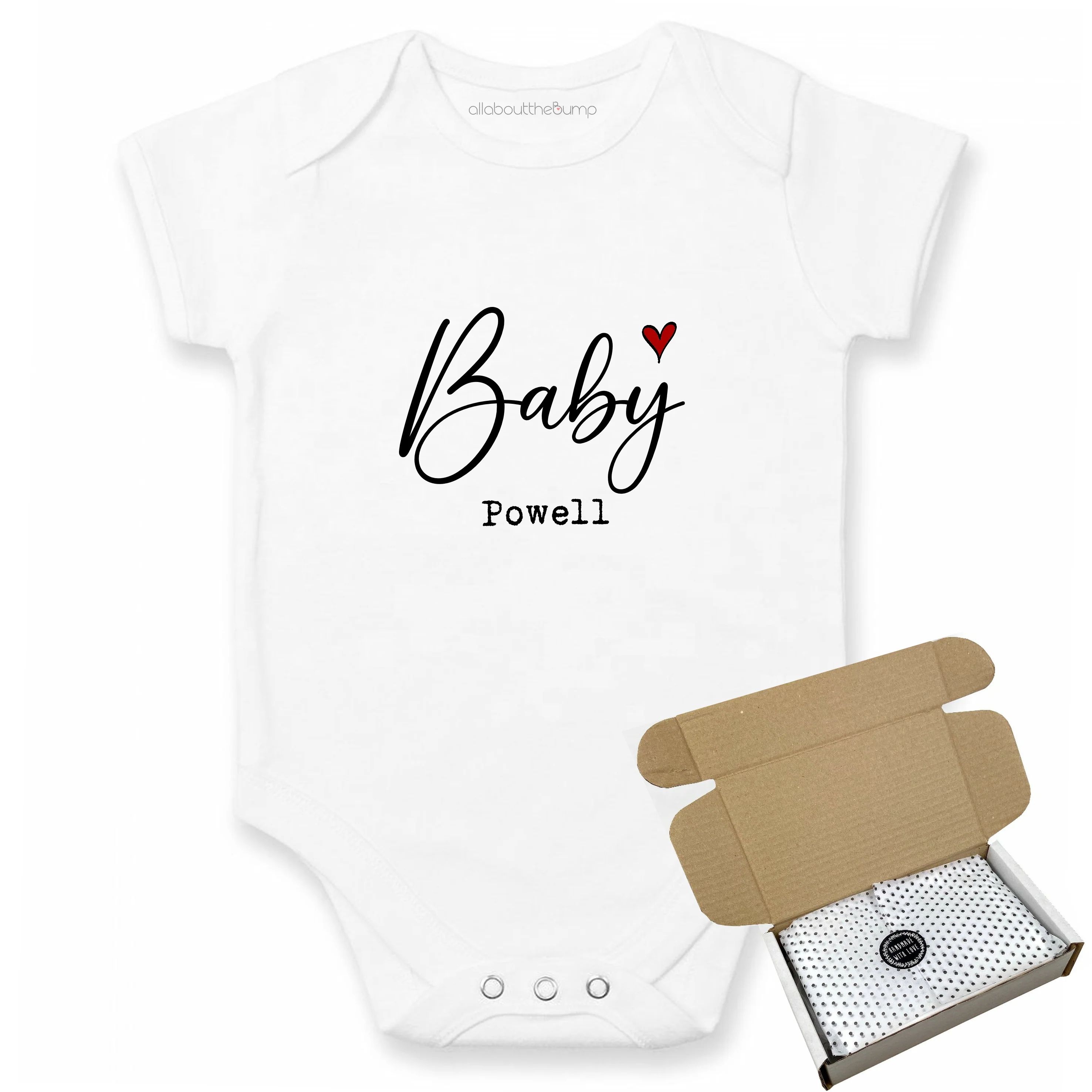 Personalised Baby Heart Name Baby Announcement Vest - Image 3