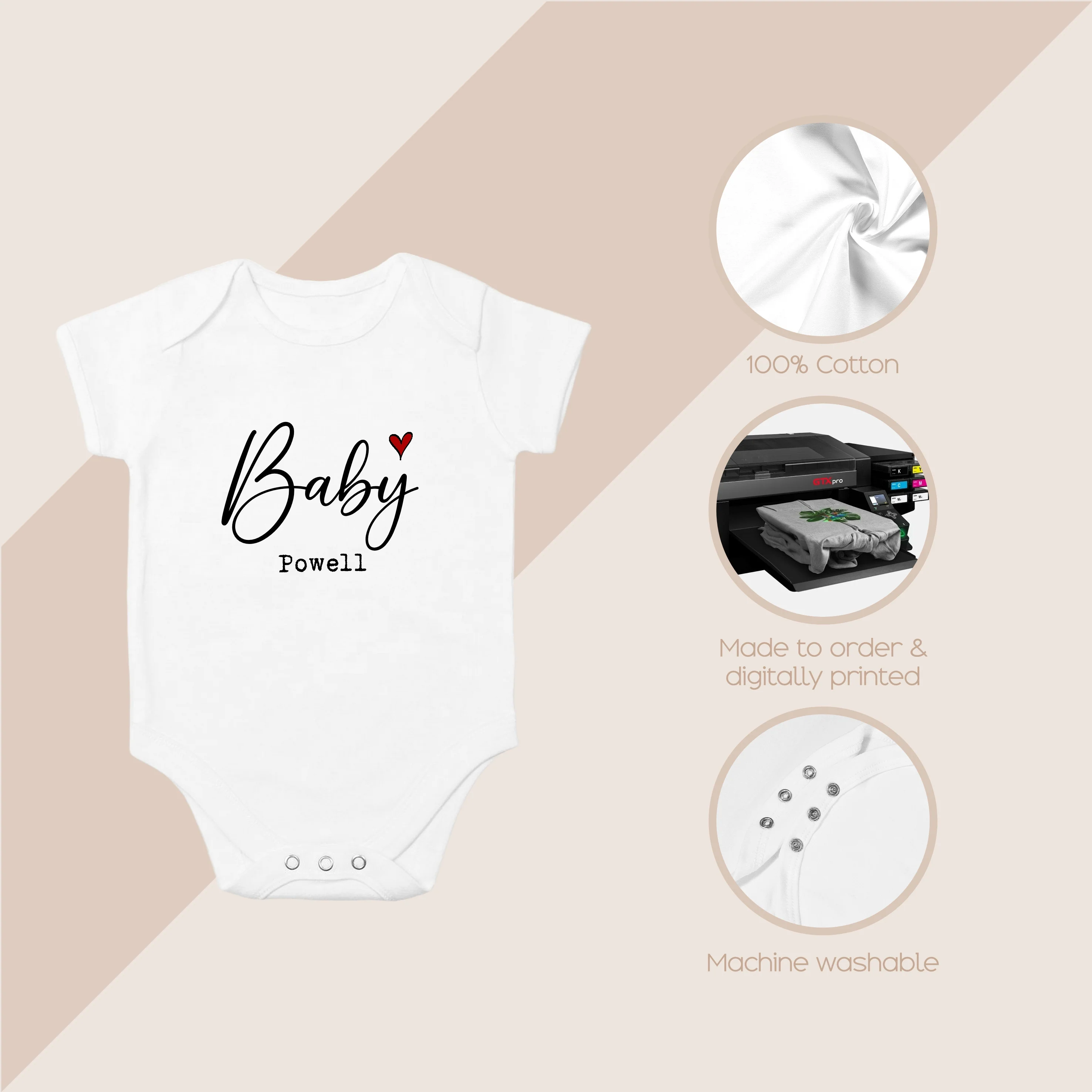 Personalised Baby Heart Name Baby Announcement Vest - Image 4