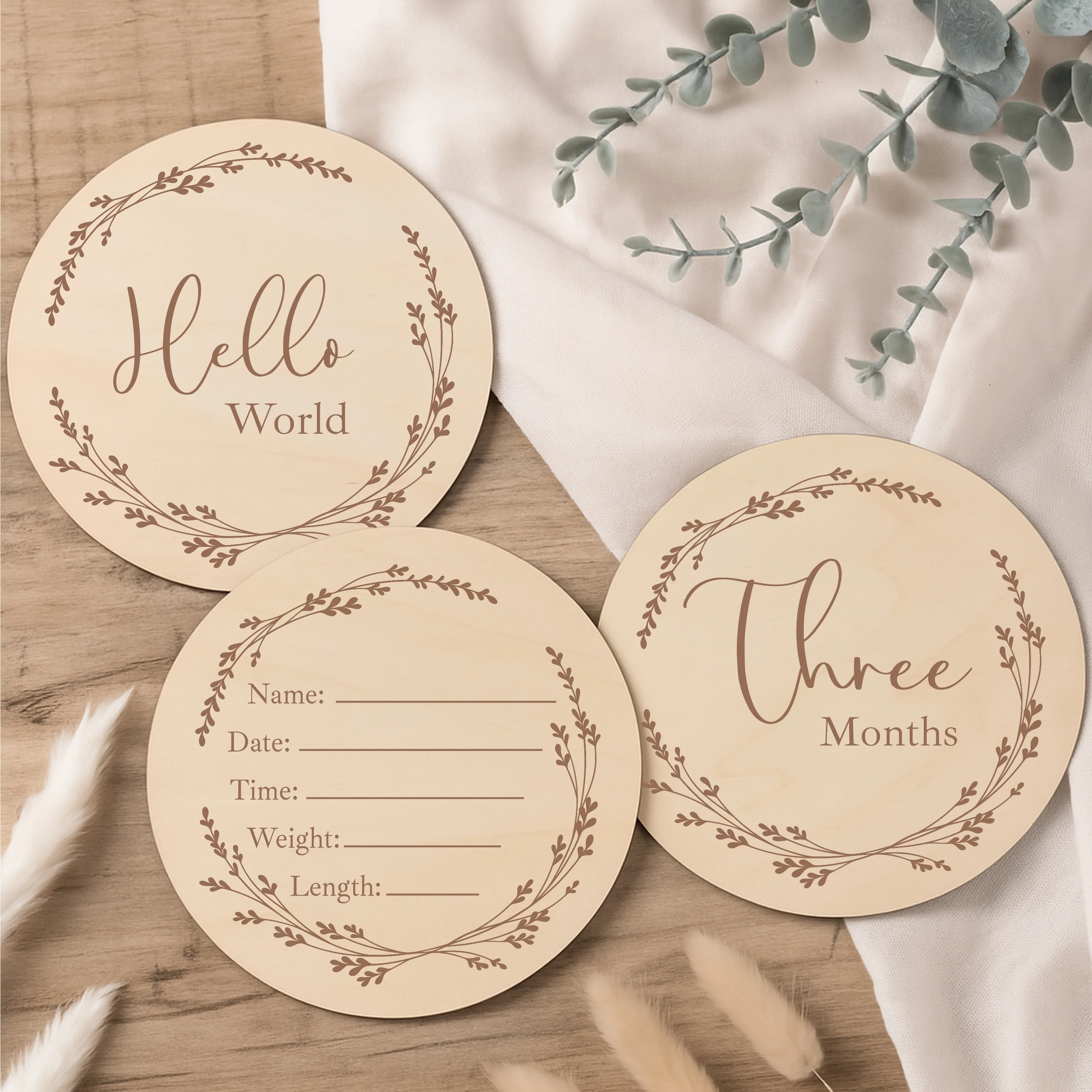 Baby Name Announcement Wooden Plaque Set - Image 2