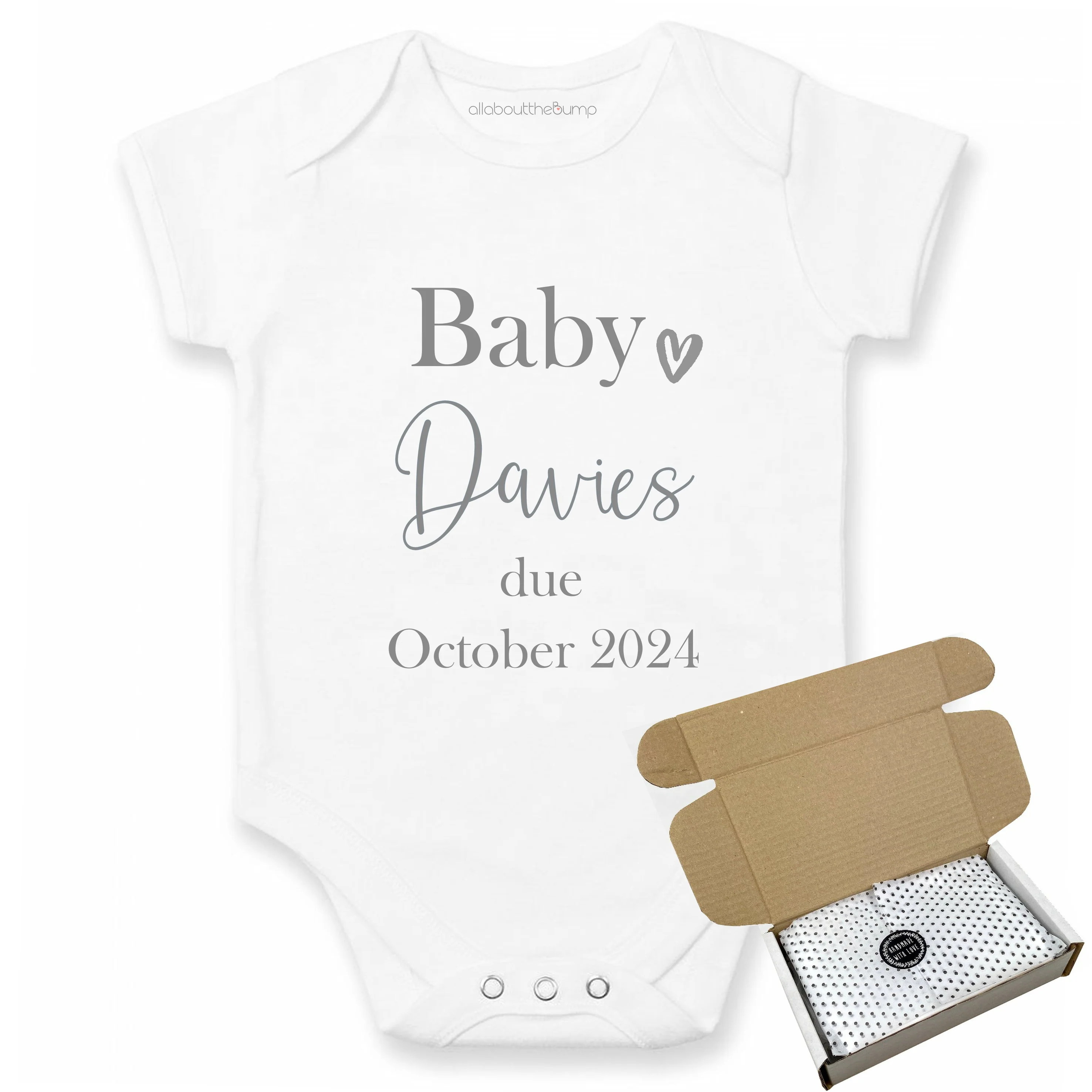 Personalised Baby Name Script Baby Announcement Vest - Image 3