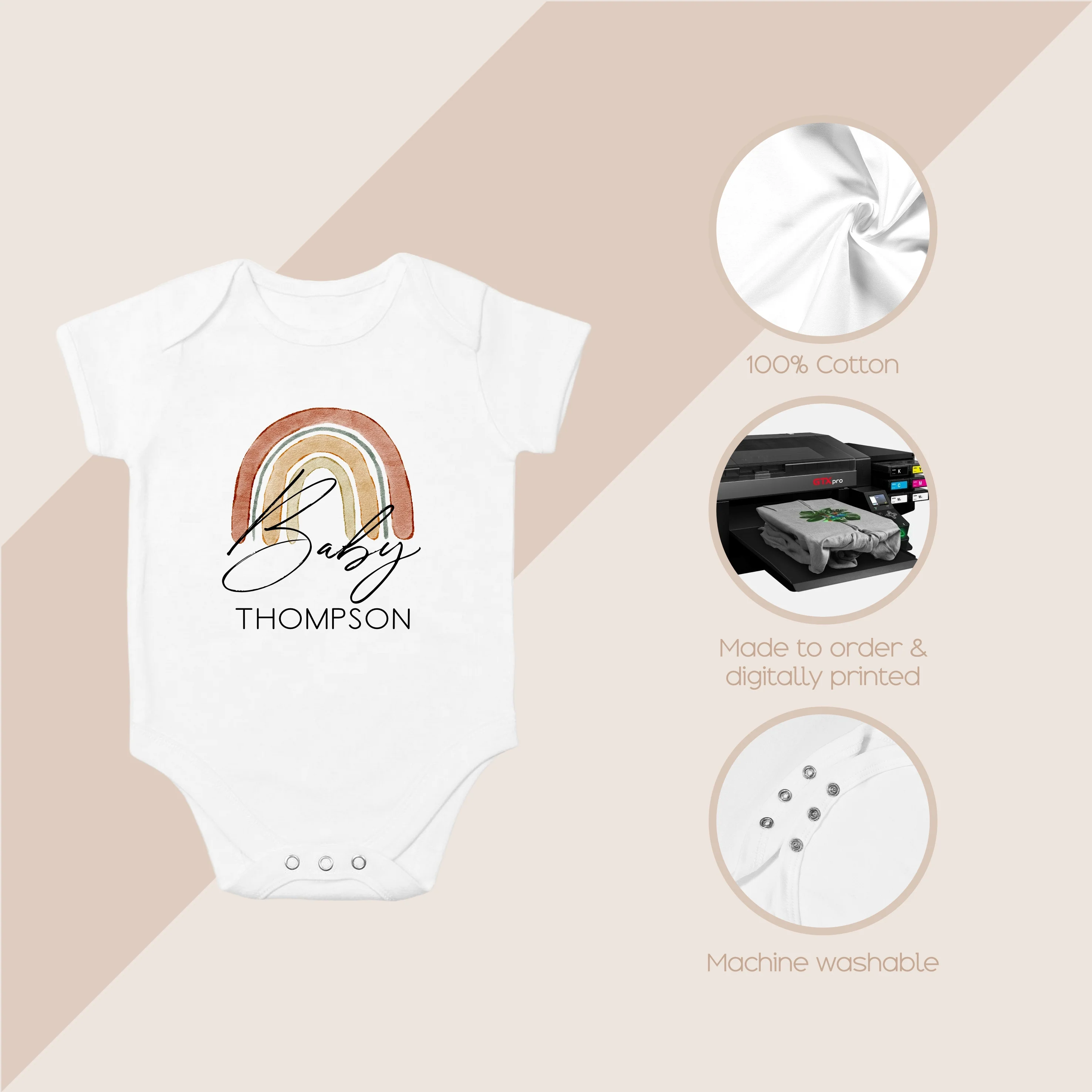 Personalised Baby Name Unisex Rainbow Baby Announcement Vest - Image 4