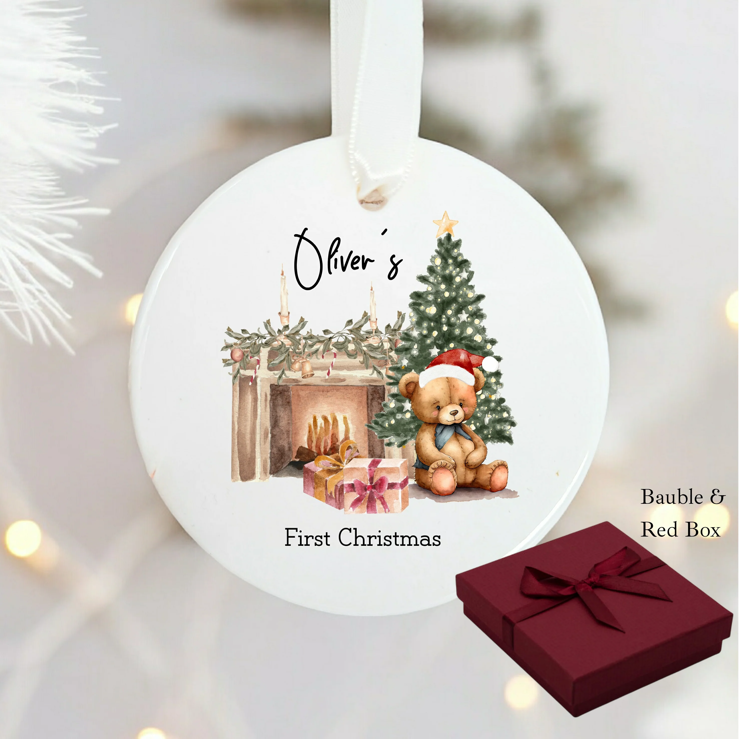Personalised My First Christmas Teddy Bear Ceramic Tree Ornament - Image 4