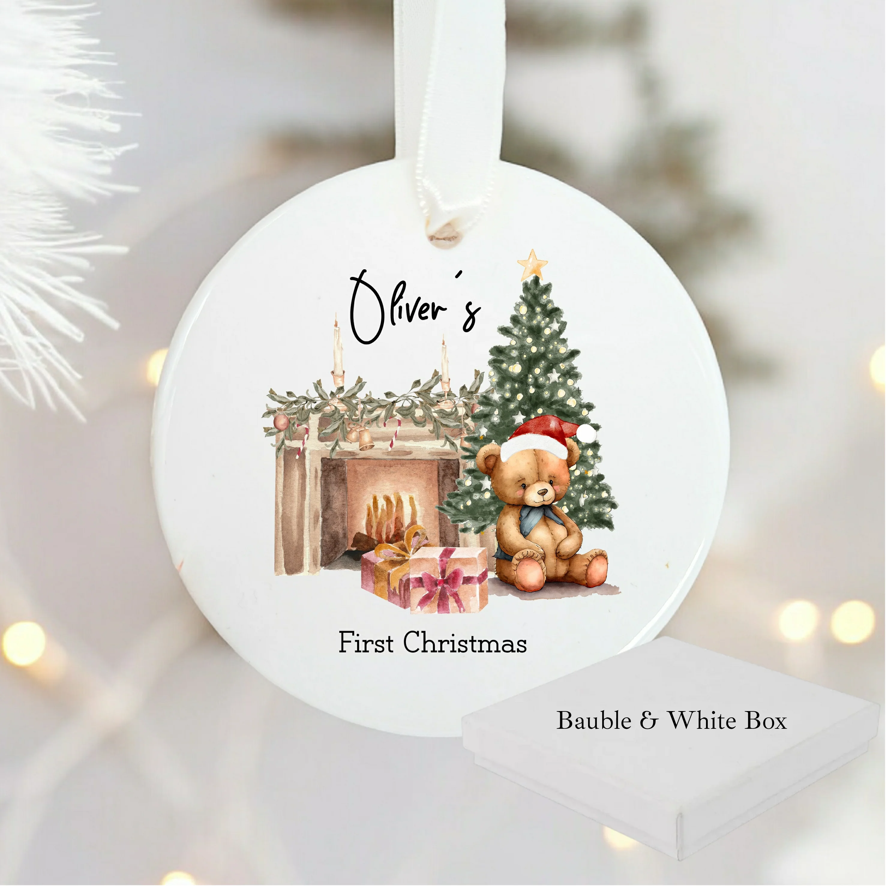 Personalised My First Christmas Teddy Bear Ceramic Tree Ornament - Image 5