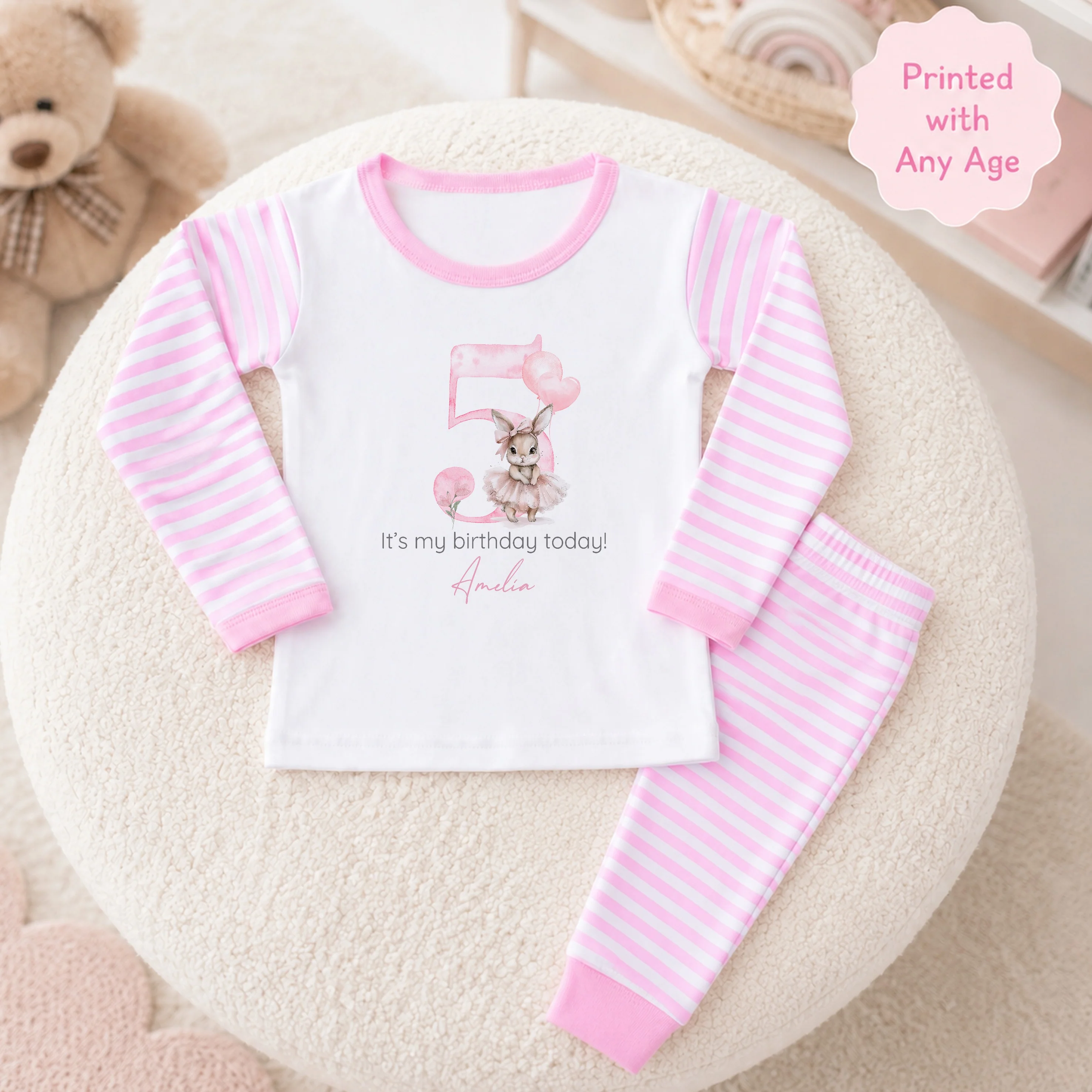 Personalised Ballerina Bunny Any Age Birthday Pyjamas