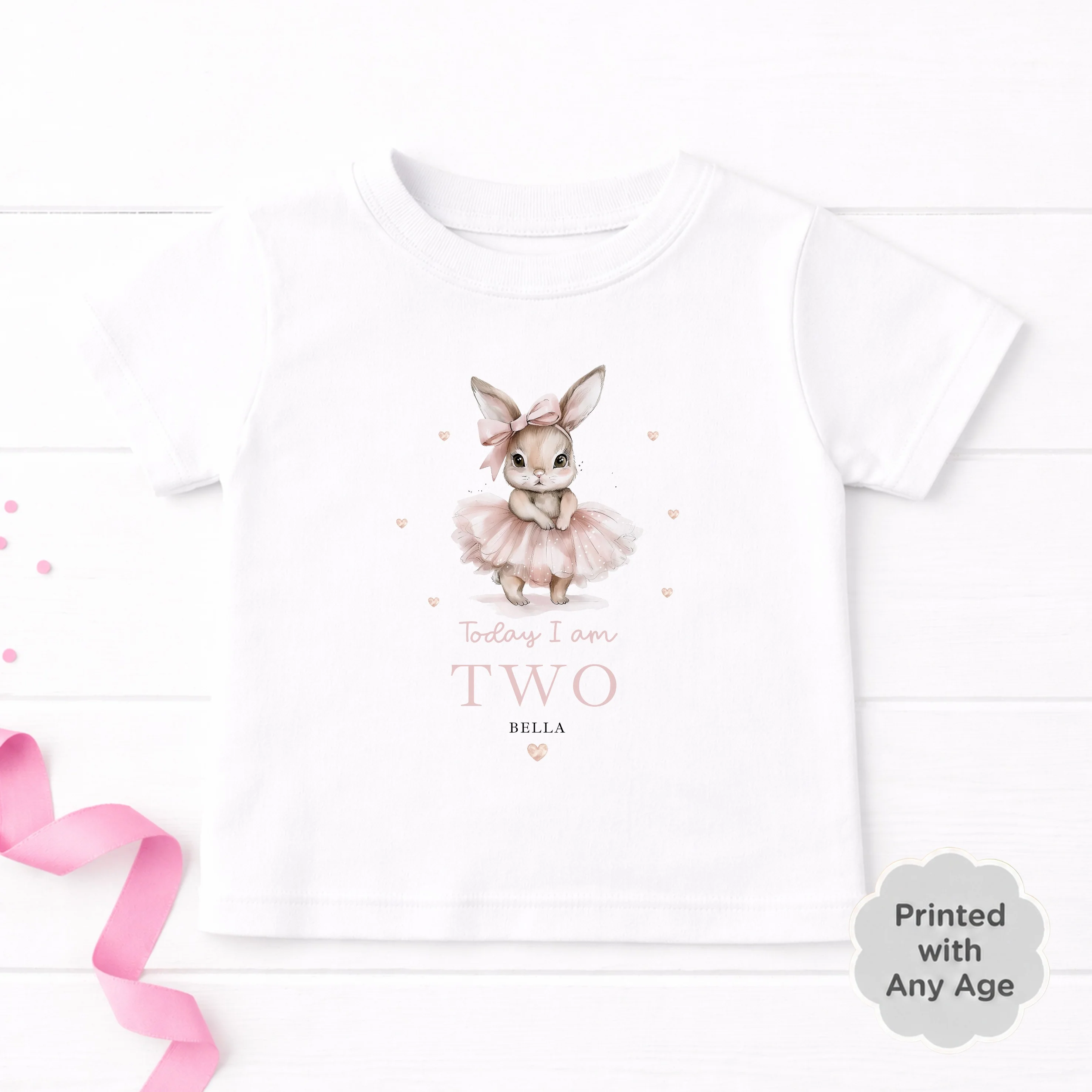Personalised Ballerina Bunny Any Age Birthday T-Shirt