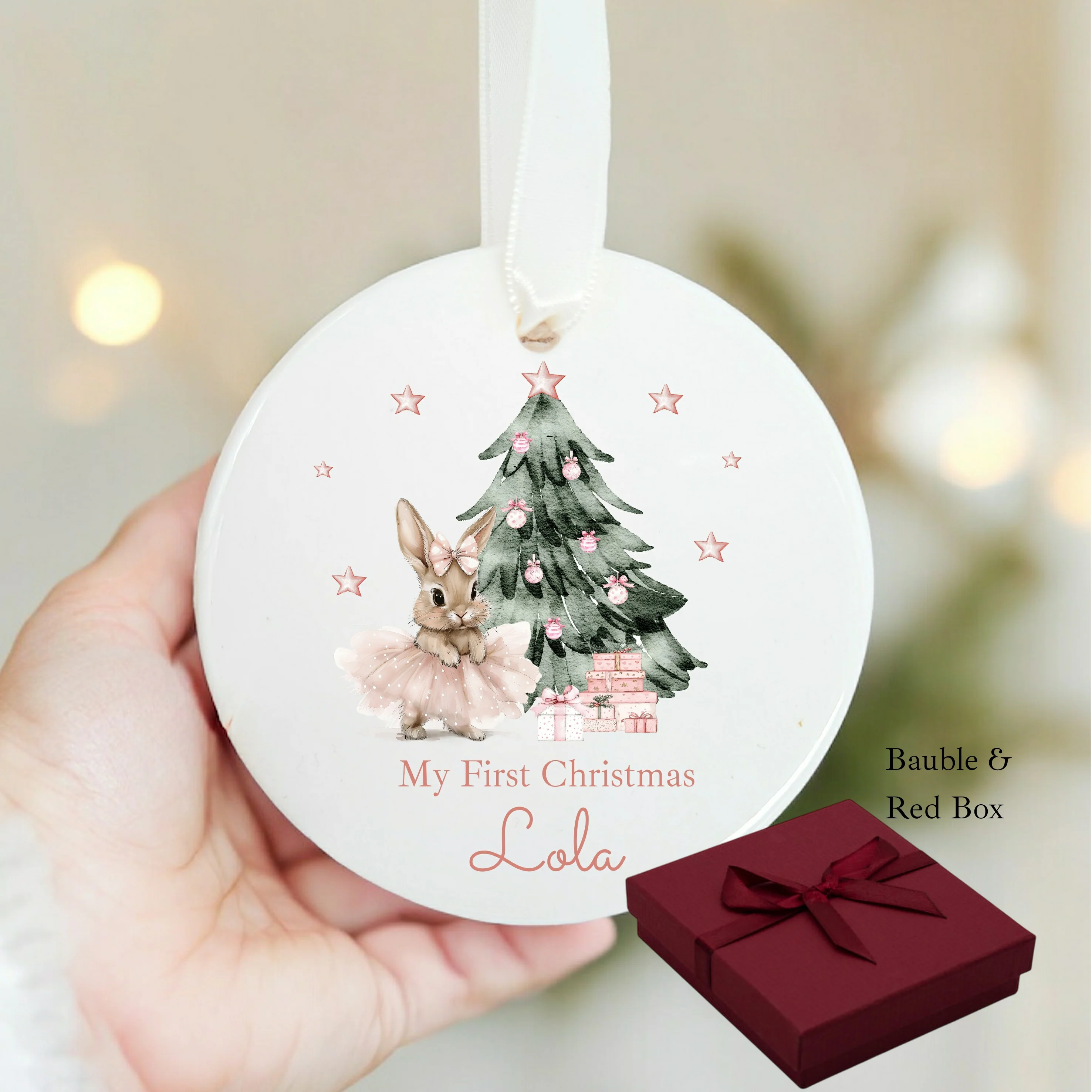 Personalised Ballerina Bunny Christmas Bauble - Image 5