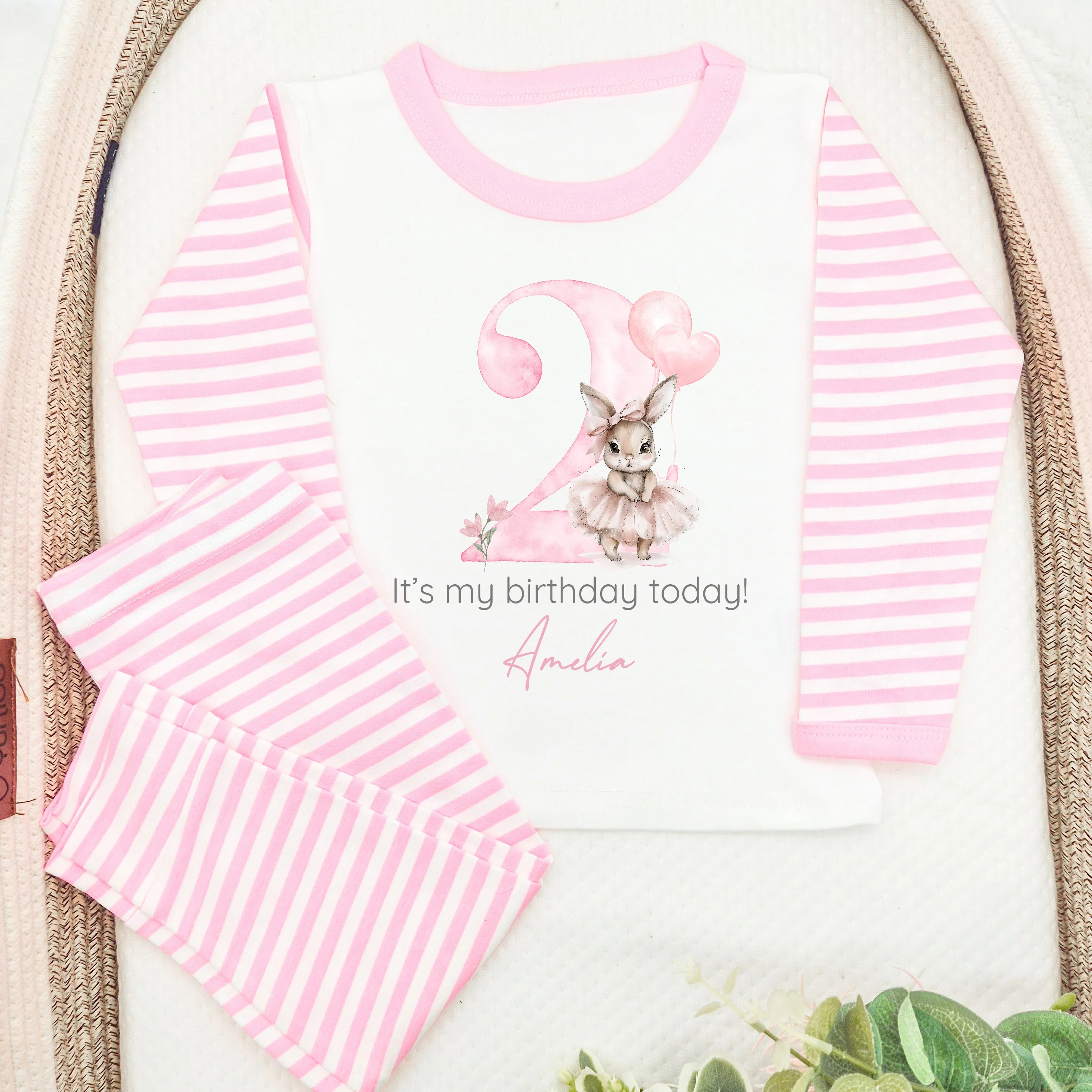 Personalised Ballerina Bunny It's My Second Birthday Pyjamas