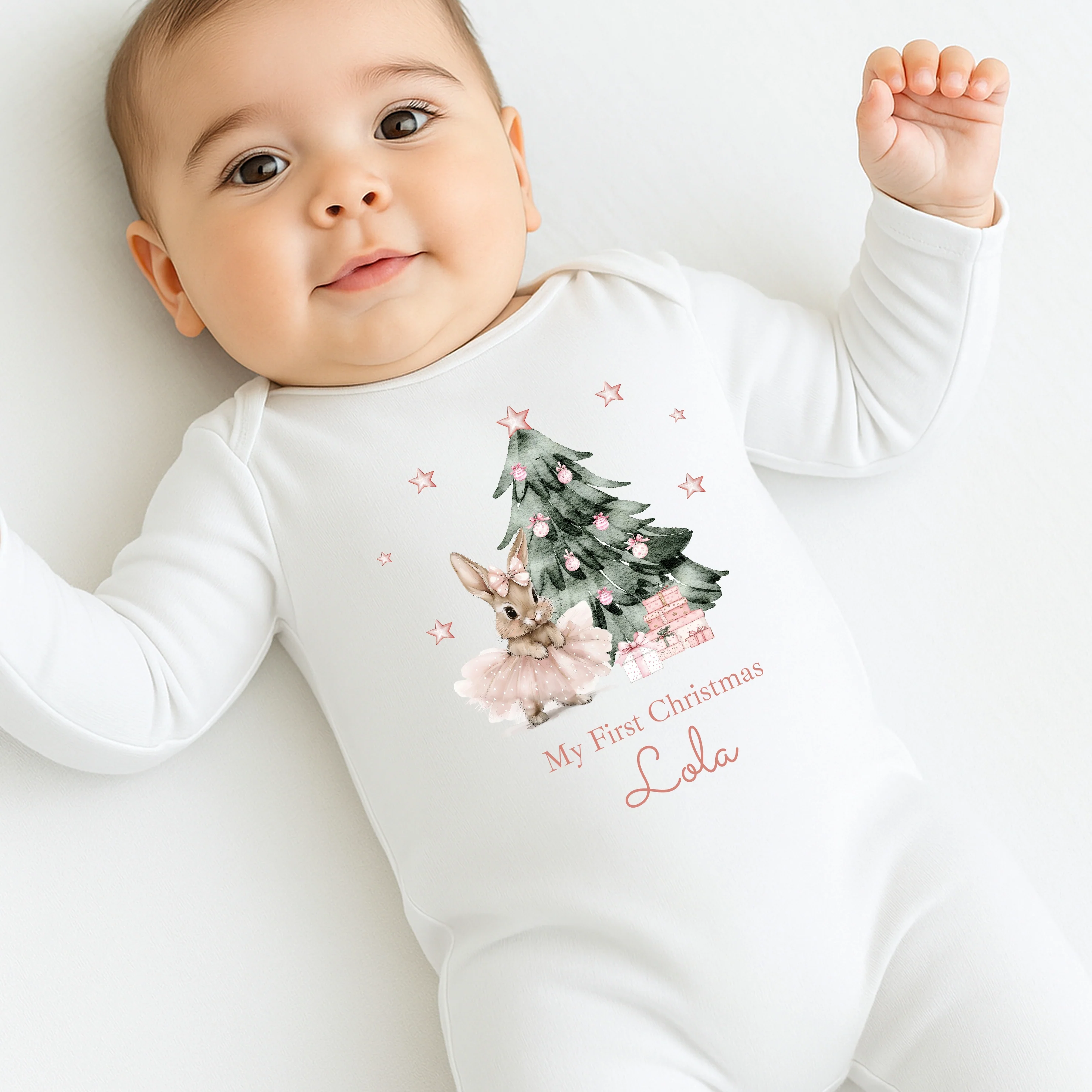 Personalised Ballerina Bunny My First Christmas Babygrow/Vest/Bib