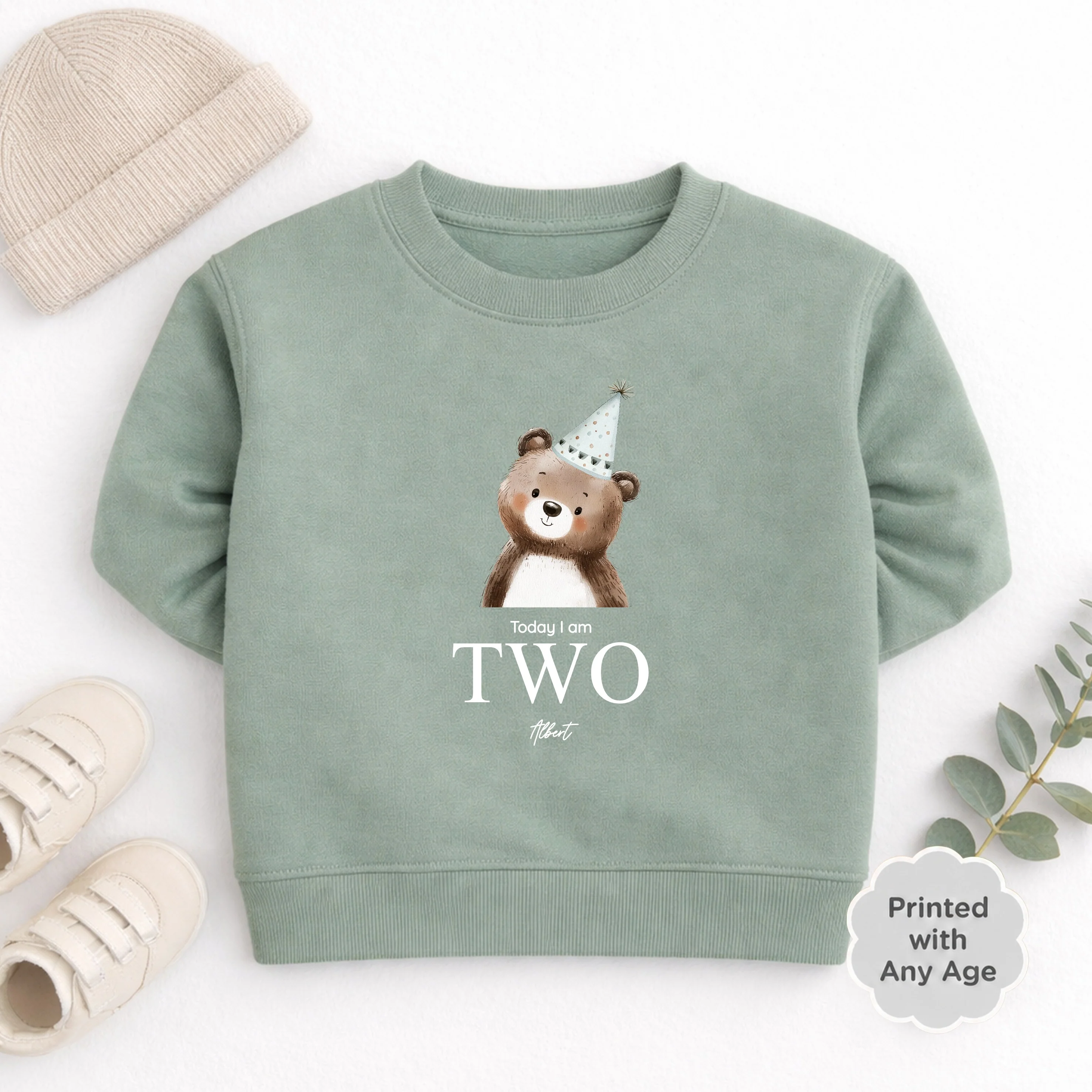 Personalised Bear Party Hat Any Age Birthday Jumper - Image 3