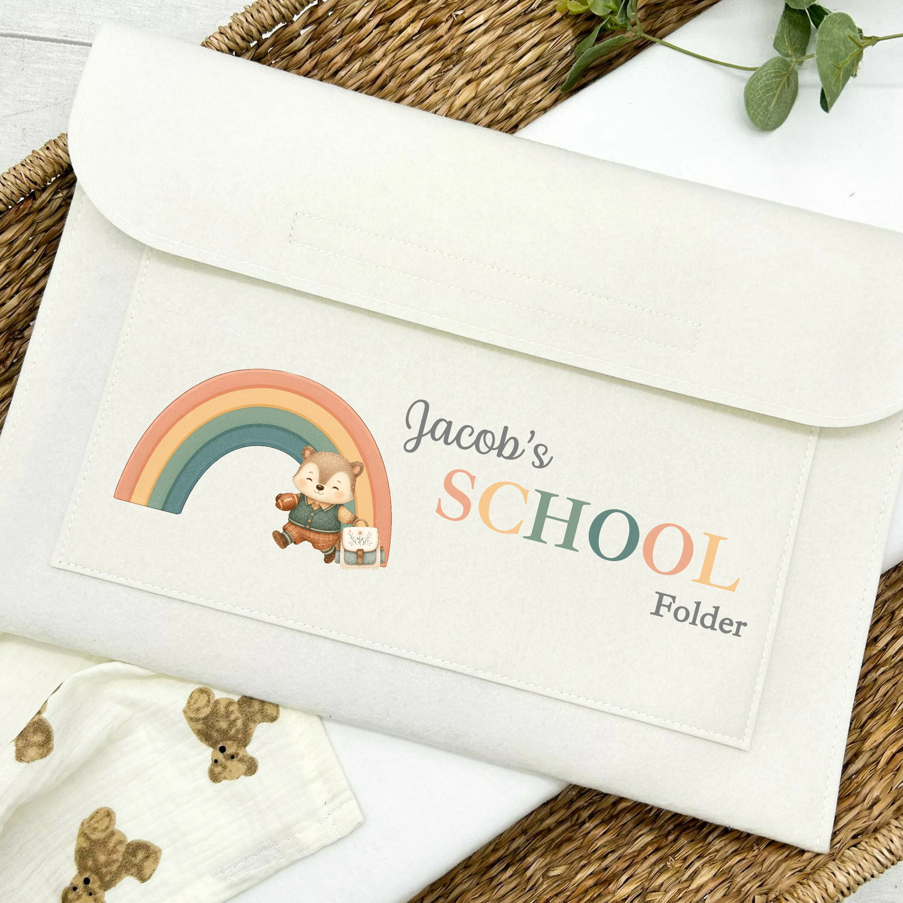 Personalised Bear Rainbow Nursery Artwork Folder - Image 3