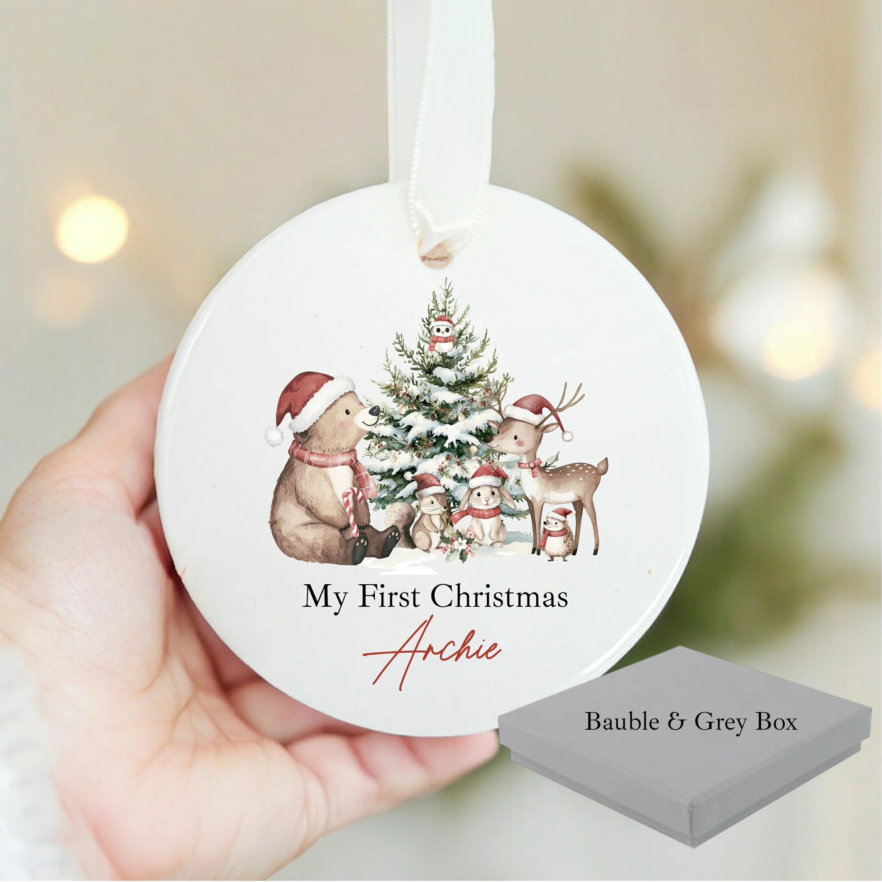Personalised Bear Woodlands Christmas Bauble - Image 5