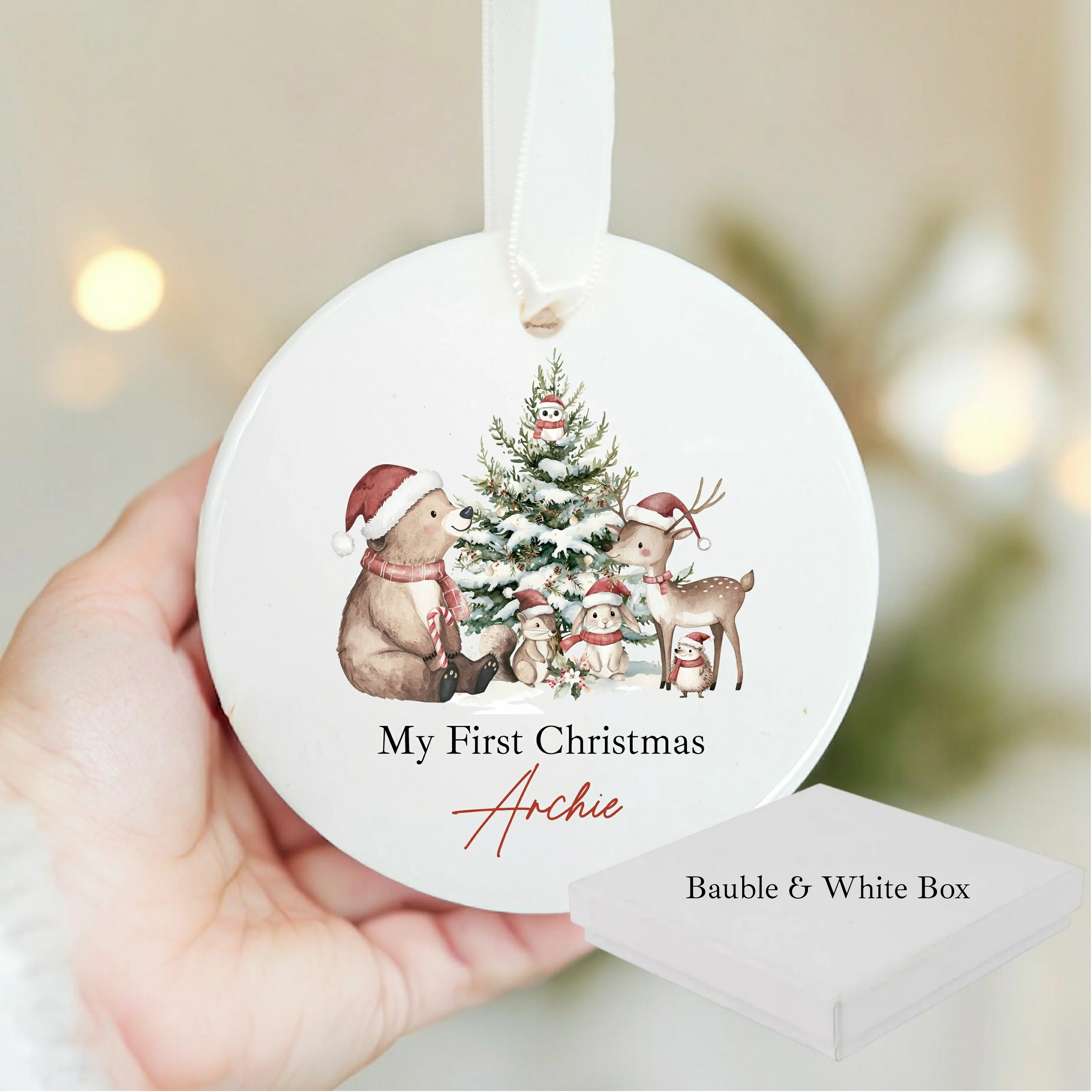 Personalised Bear Woodlands Christmas Bauble - Image 7