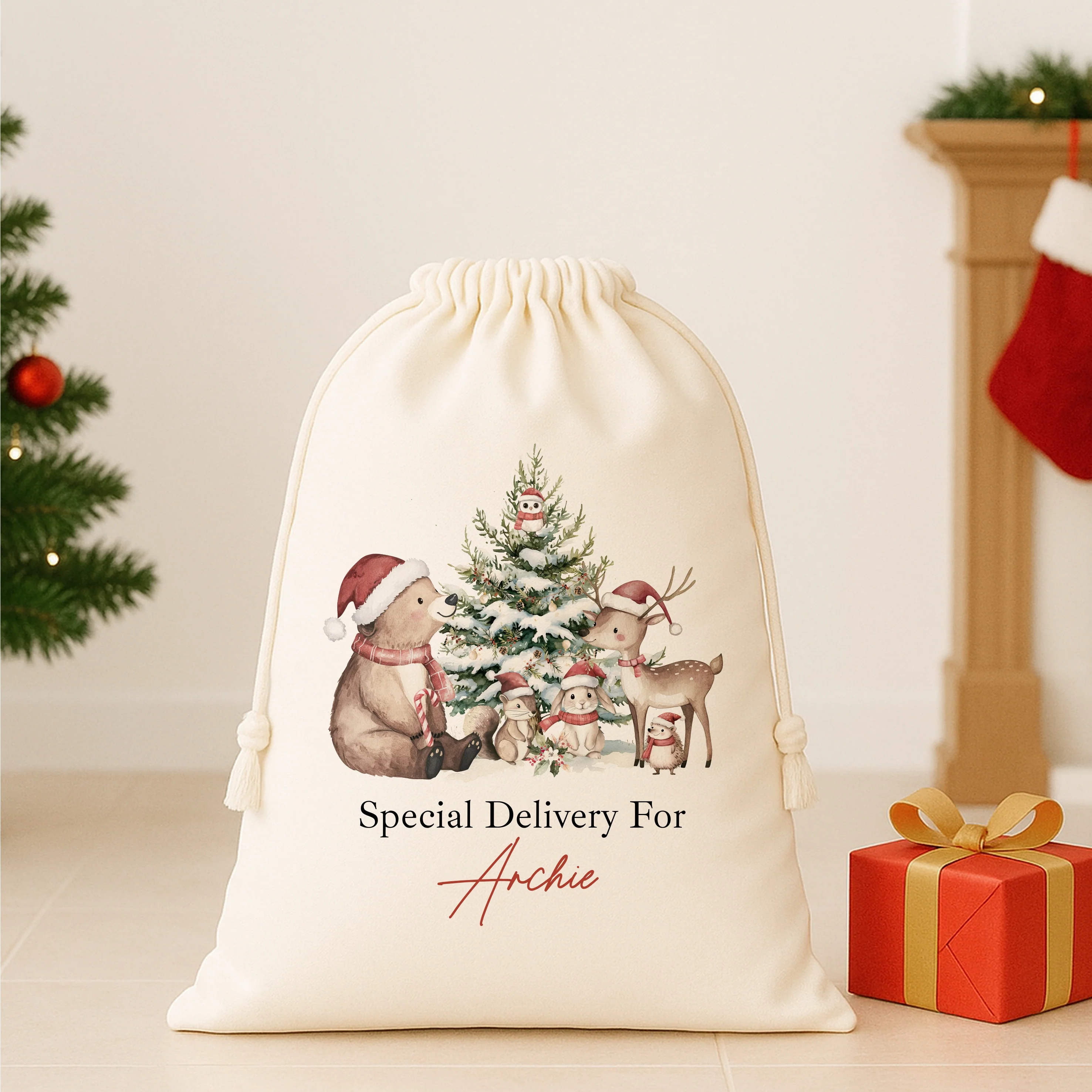 Personalised Bear Woodlands Christmas Santa Sack - Image 2