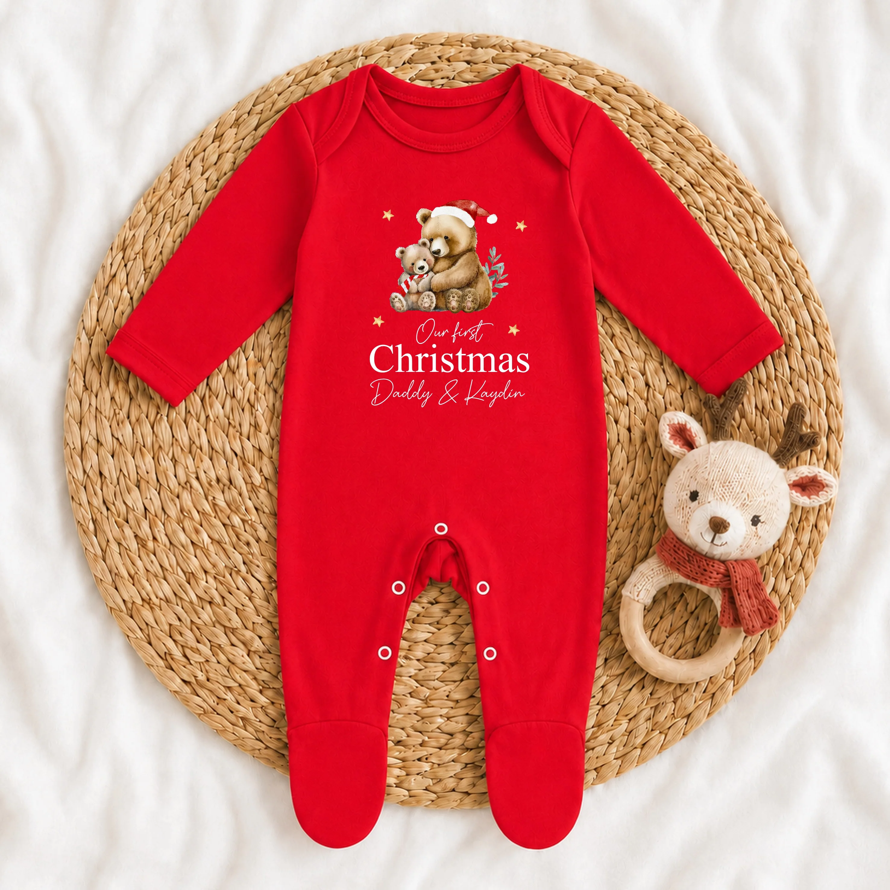 Personalised Bears Our First Christmas Together Baby Grow, Vest or Bib - Image 2
