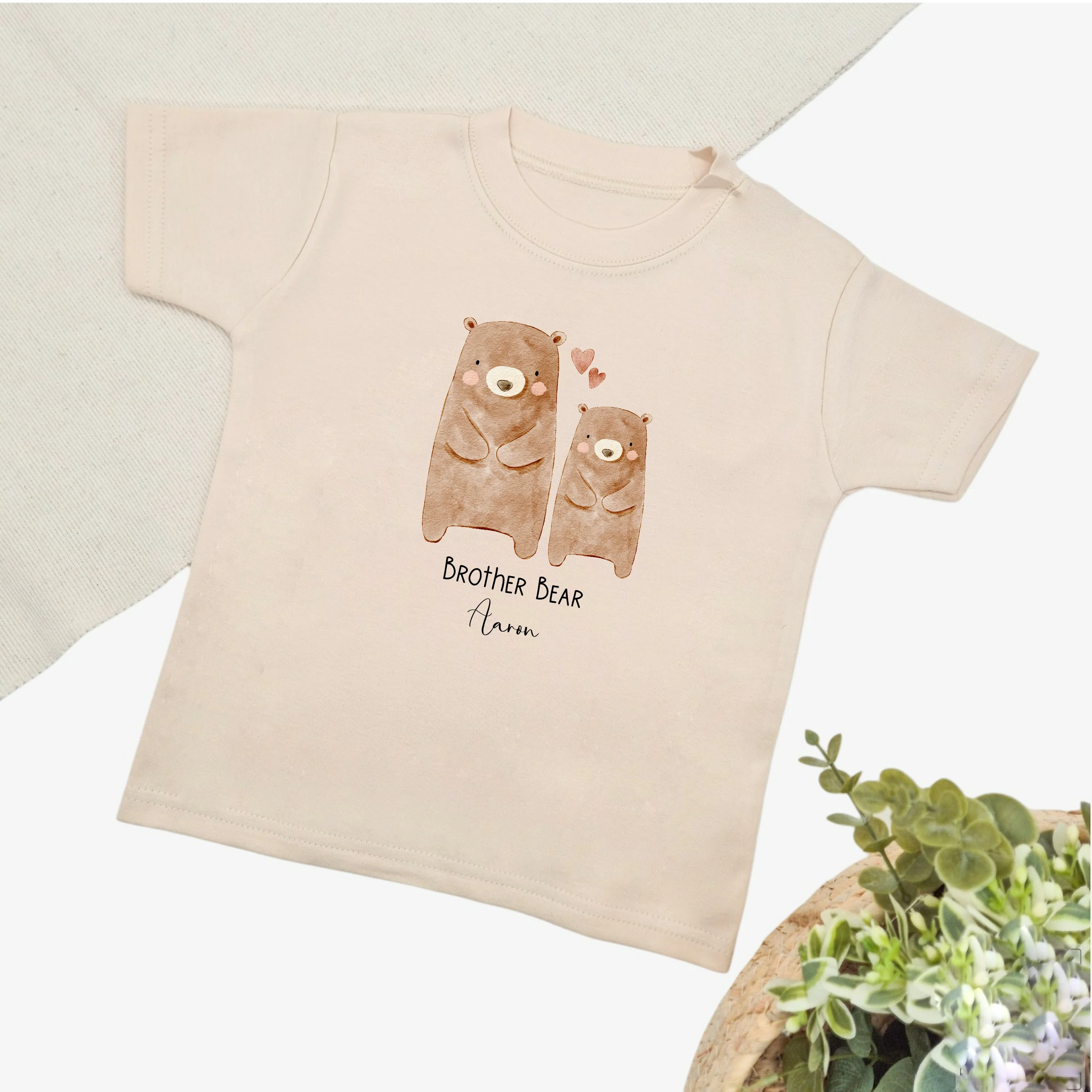 Personalised Bears Sibling Matching Beige Babygrow/T-shirt - Image 5