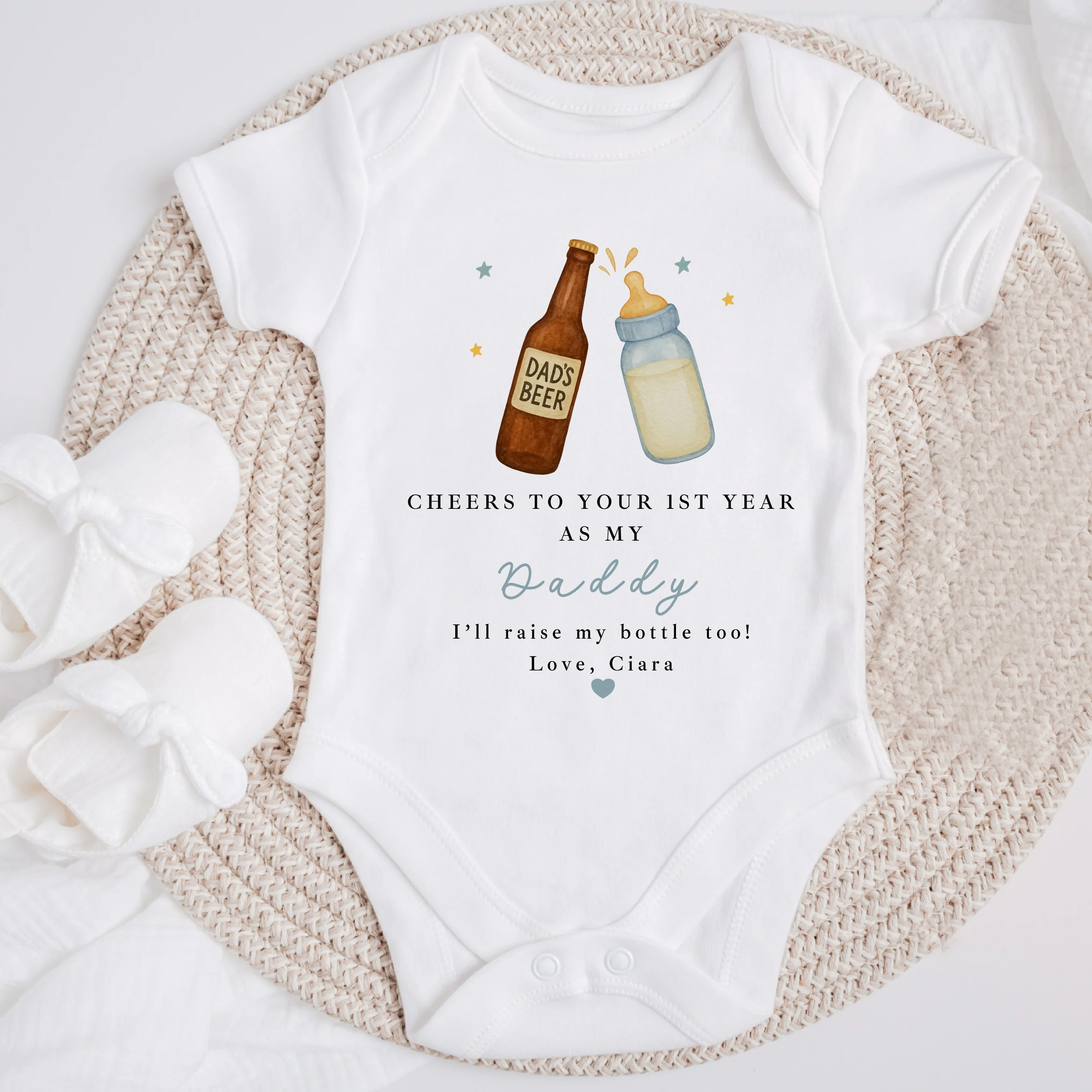 Personalised Beer Milk Happy Birthday Daddy Baby Grow or Vest - Image 3