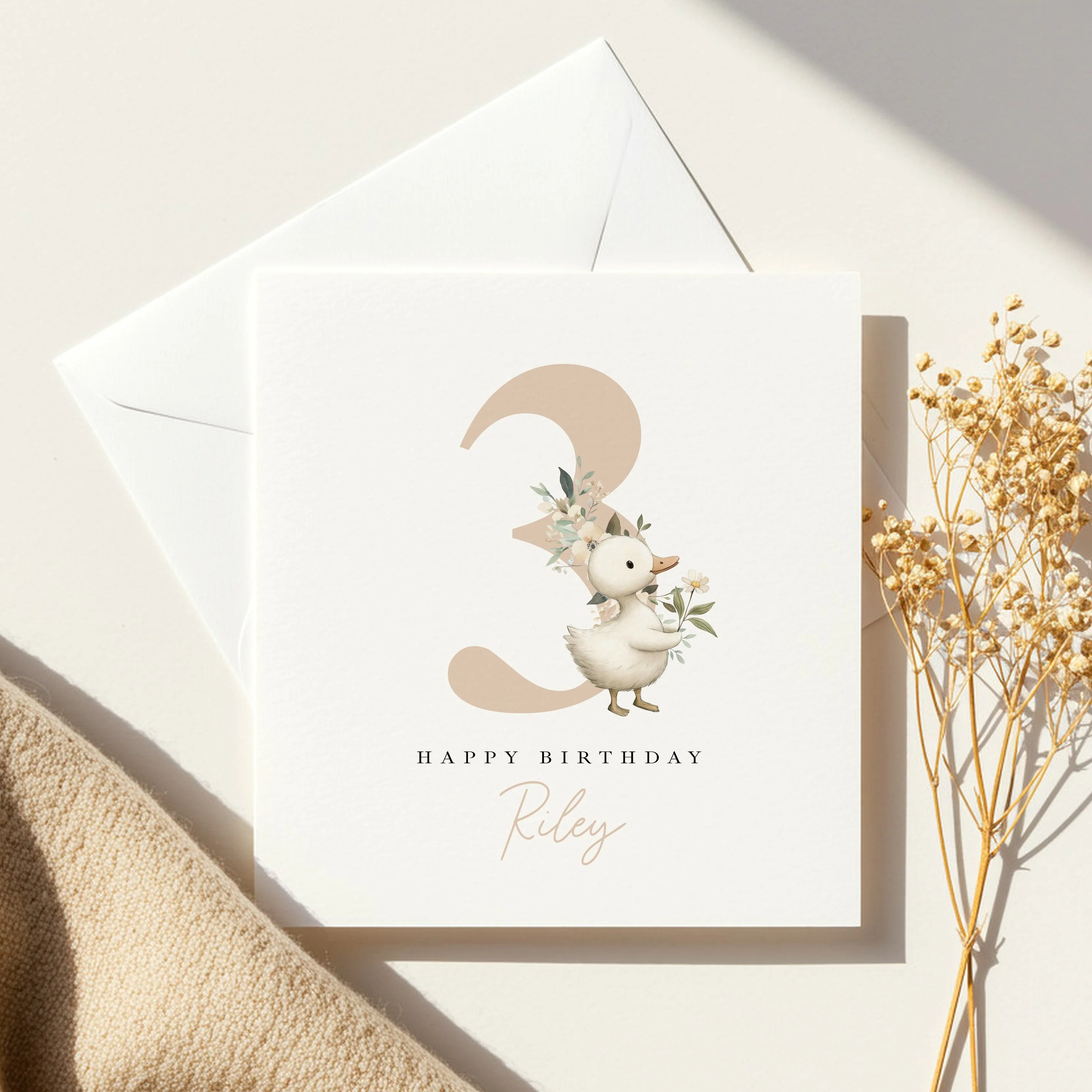 Personalised Beige Duck Any Age Birthday Card - Image 2
