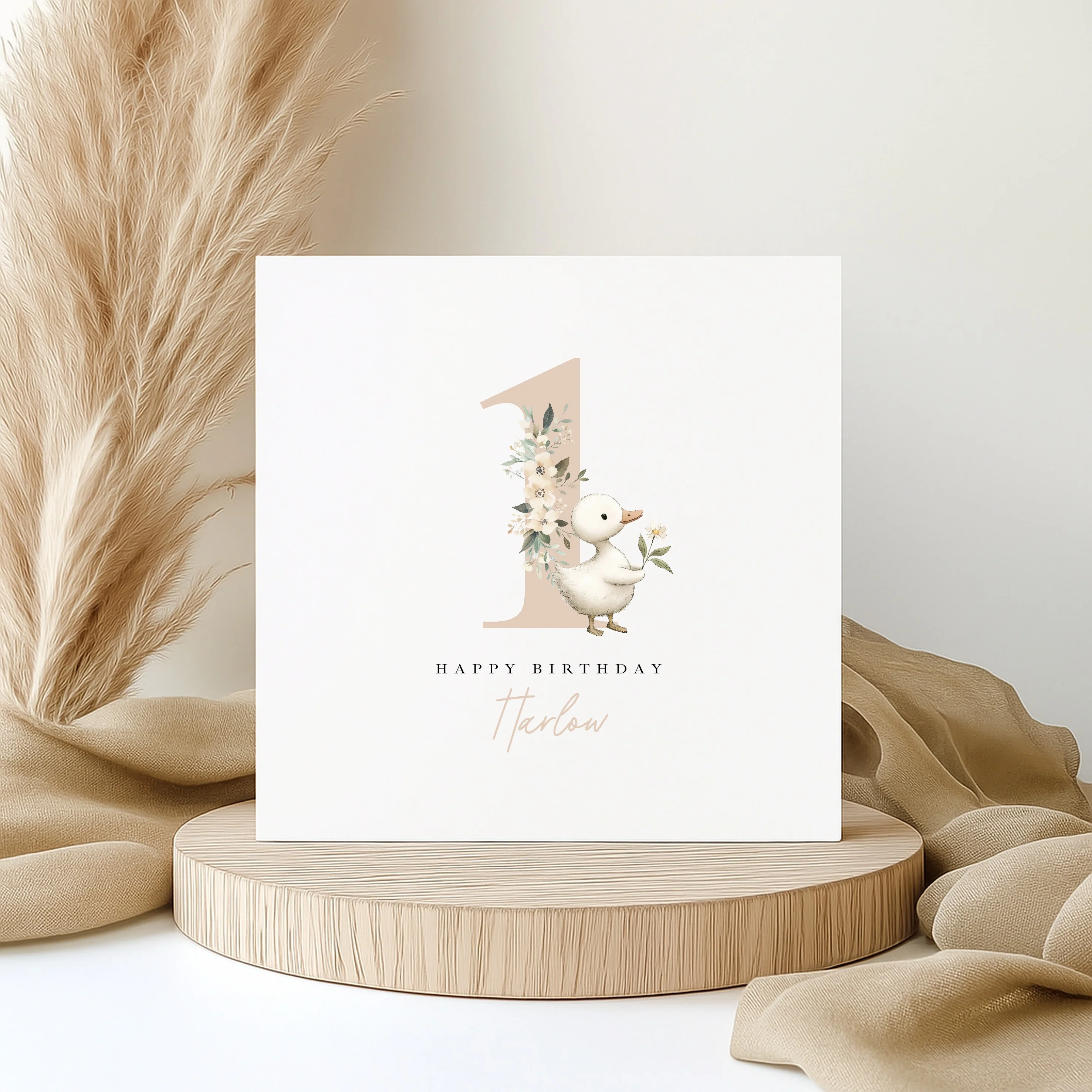 Personalised Beige Duck First Birthday Card - Image 3