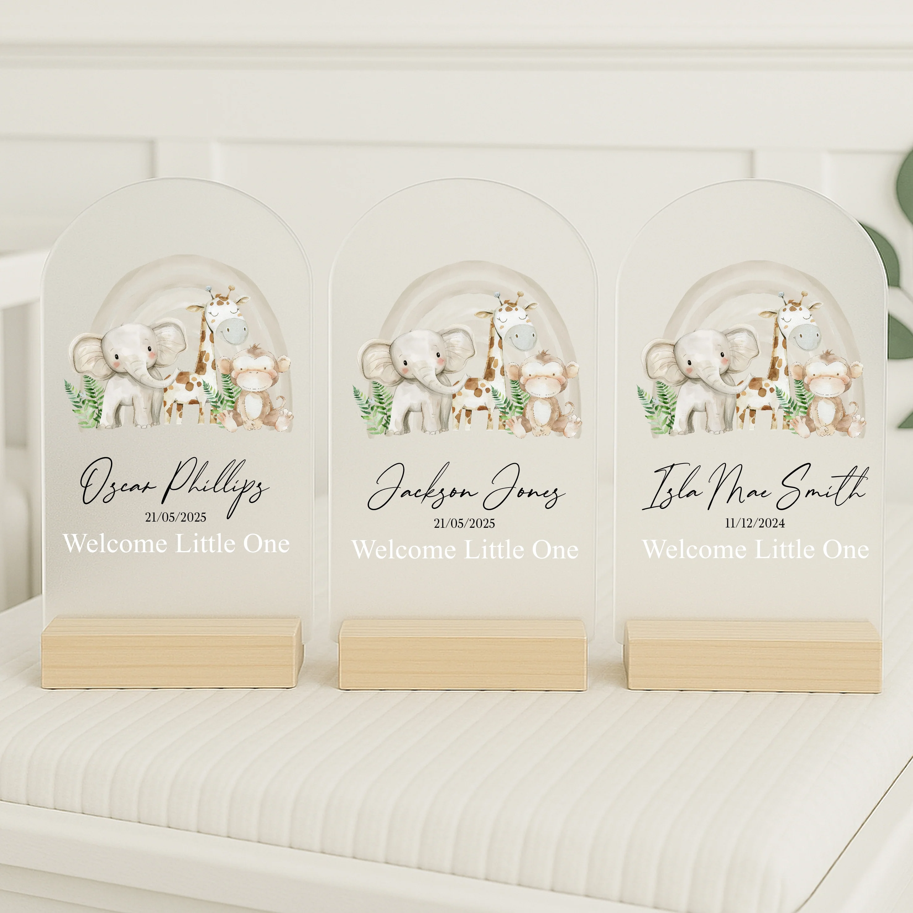 Personalised Beige Jungle Rainbow Birth Stats Plaque - Image 4