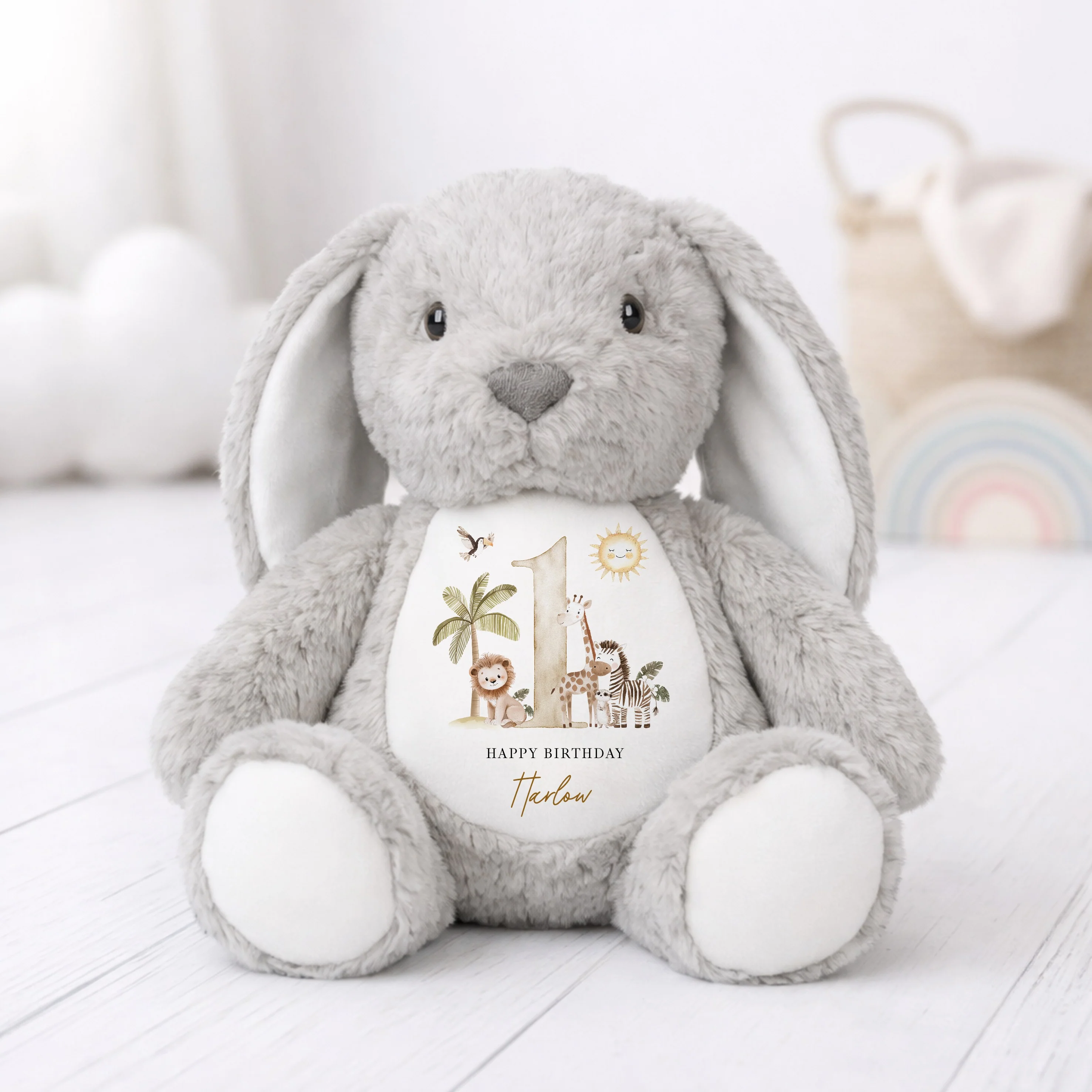Personalised Beige Safari First Birthday Teddy