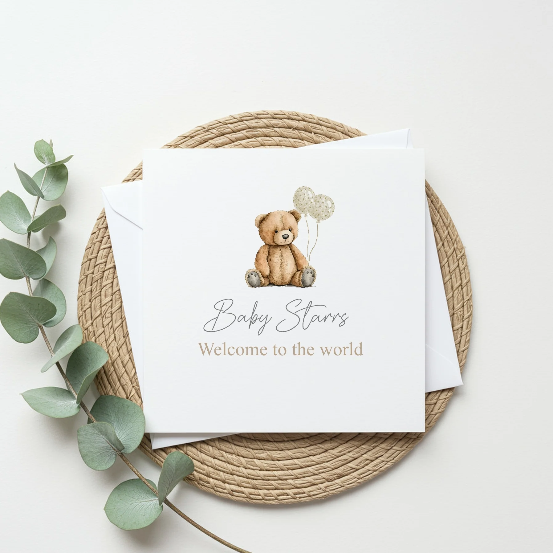 Personalised Beige Teddy Baby Shower Card - Image 6