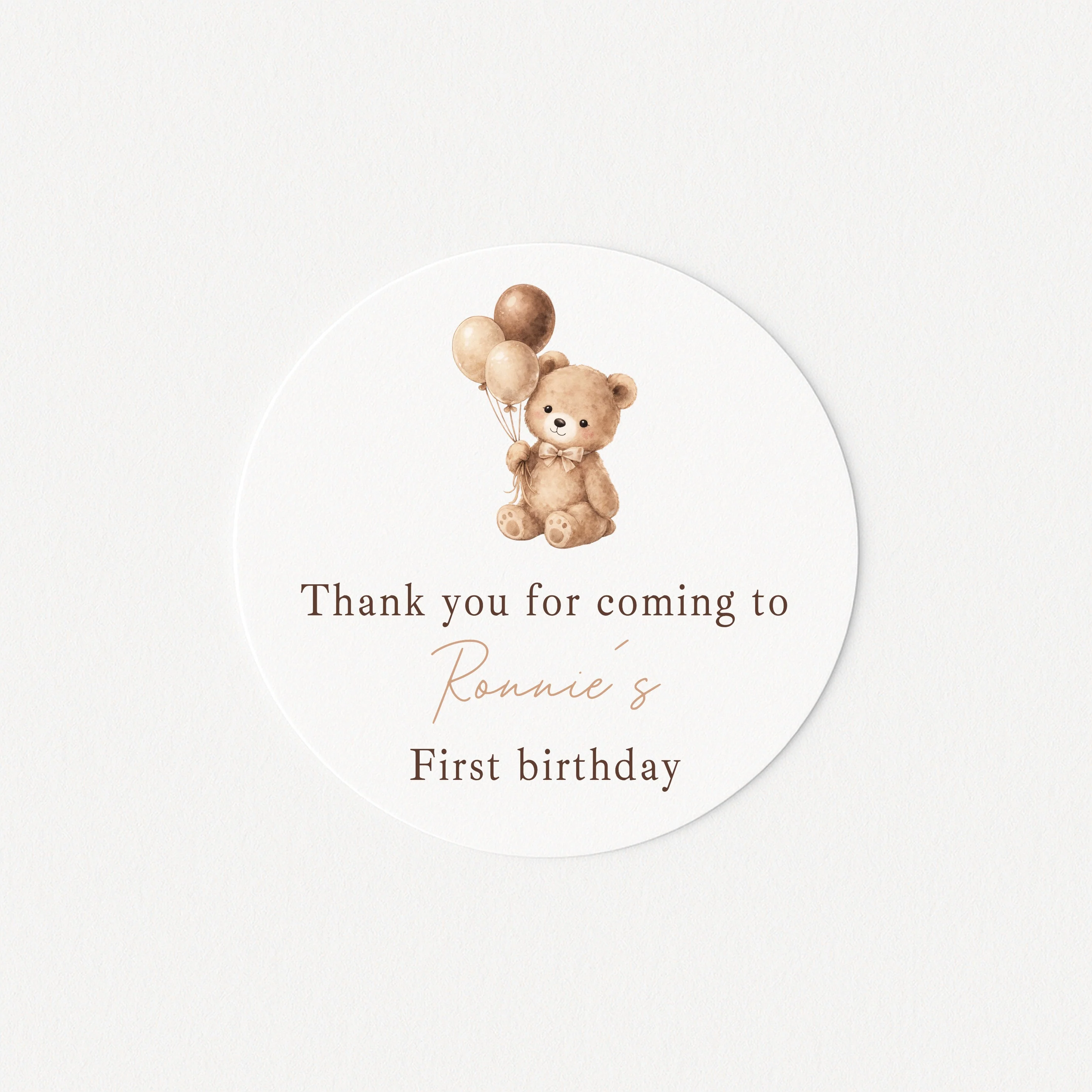Personalised Beige Teddy Birthday Stickers - Image 3
