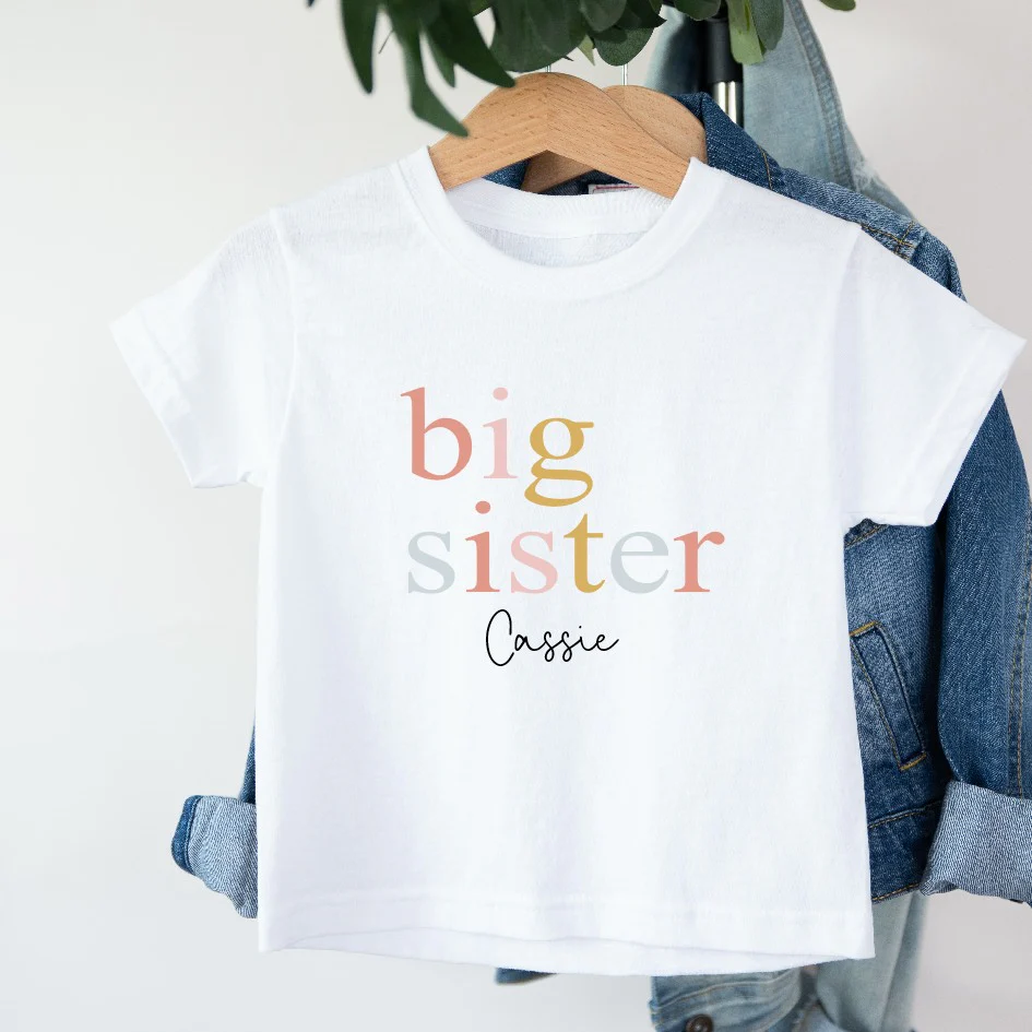 Personalised Big Sister Peach T-shirt
