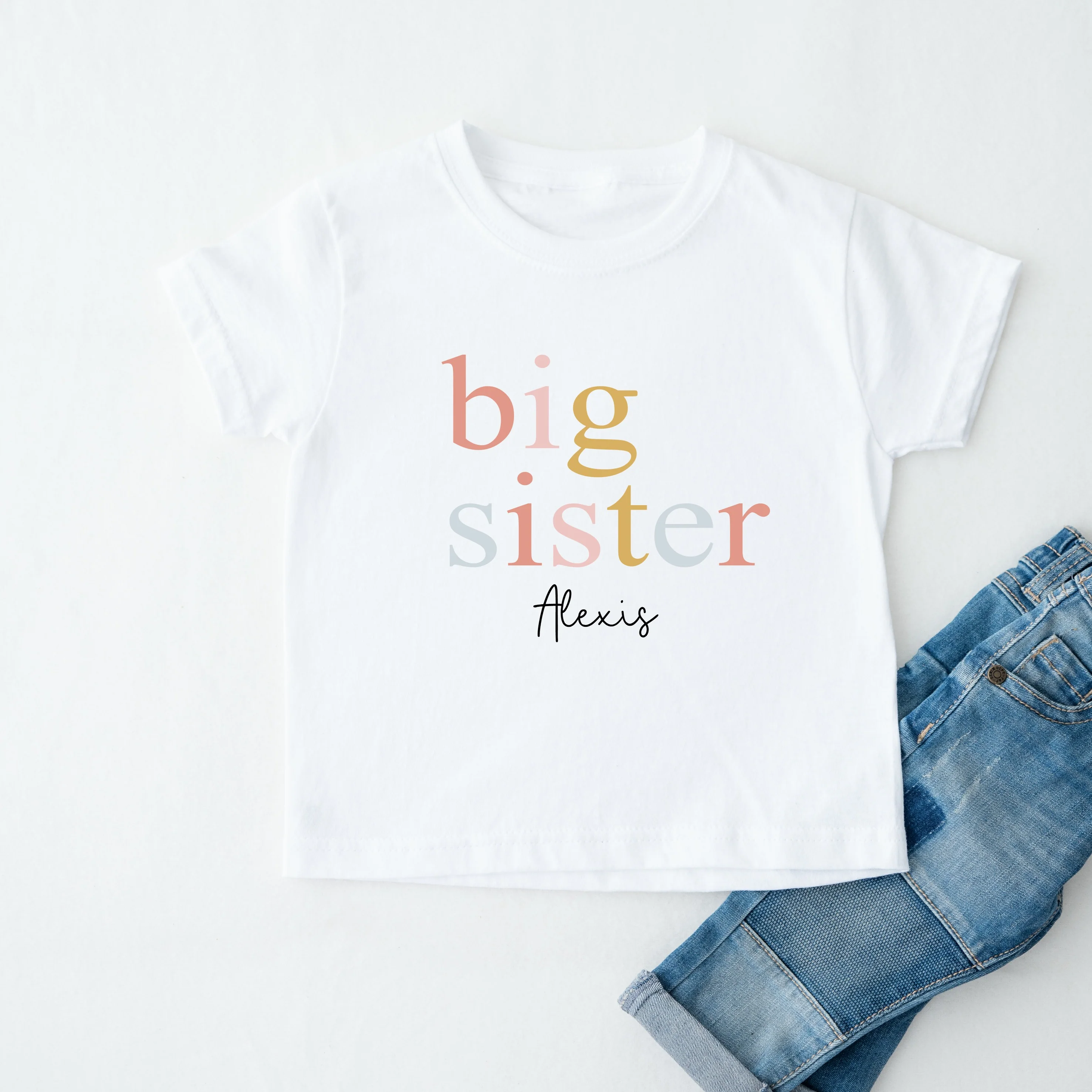 Personalised Big Sister Peach T-shirt - Image 2