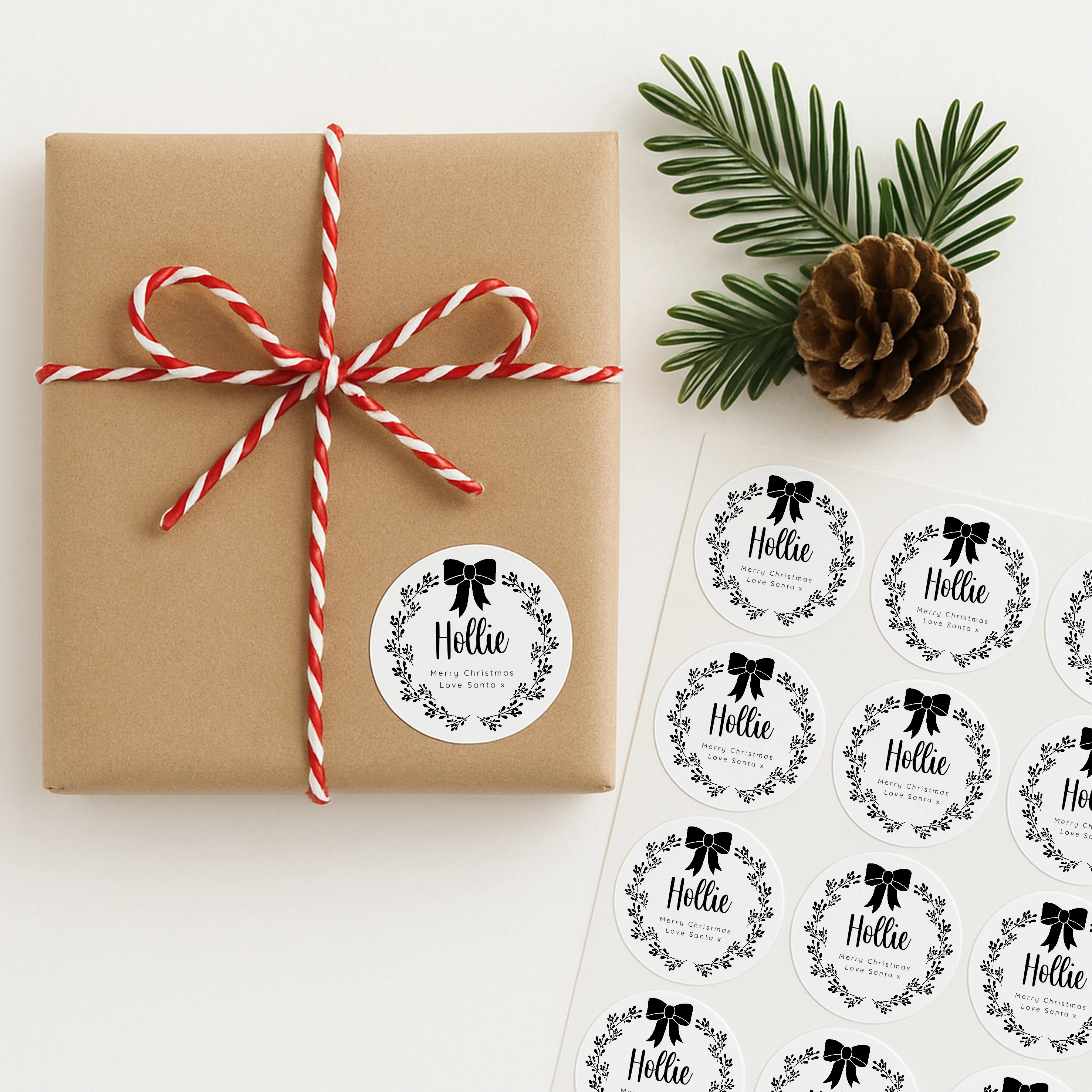 Personalised Black Bow Christmas Stickers - Image 2
