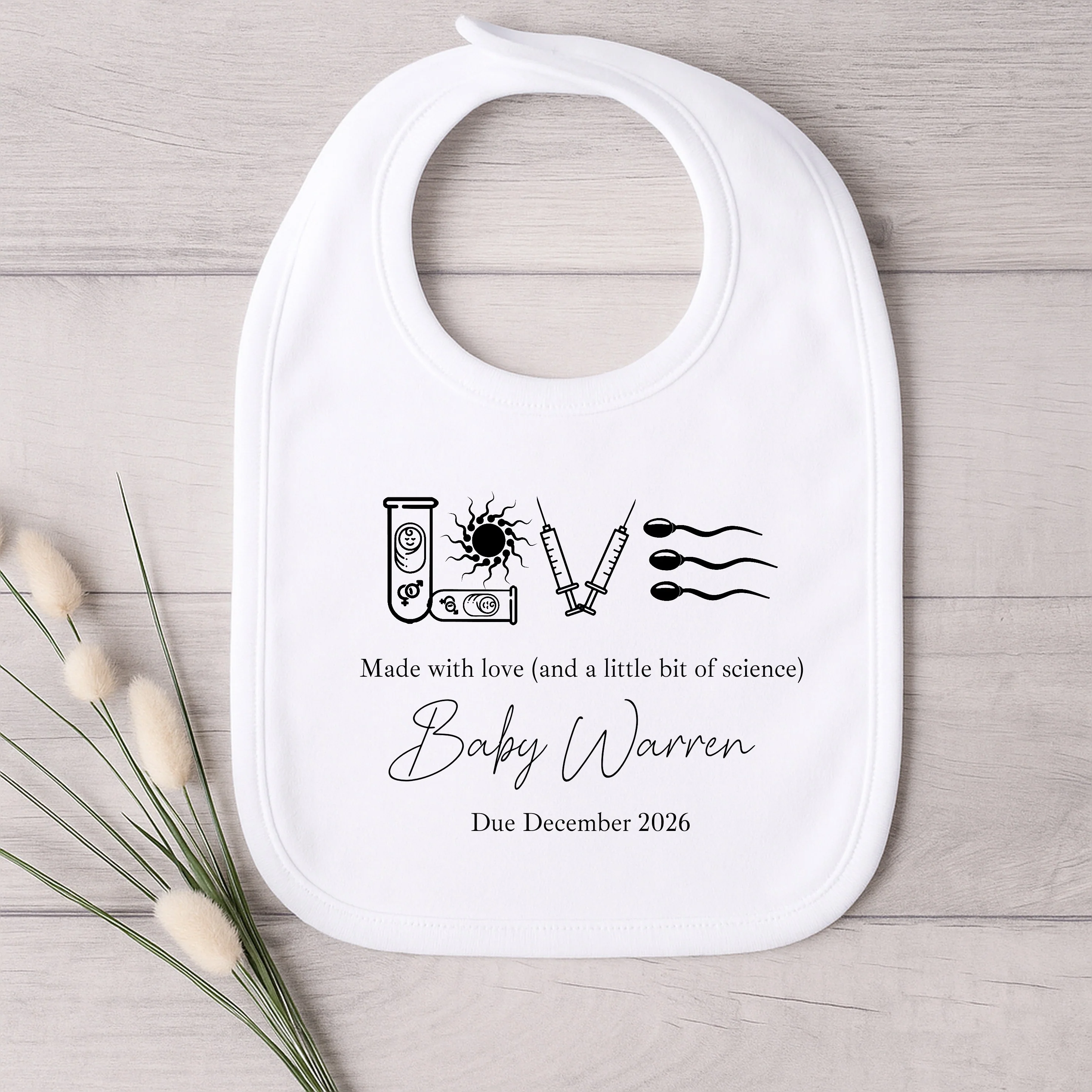 Personalised Black Made With Love And Science IVF Baby Announcement Vest - Image 4