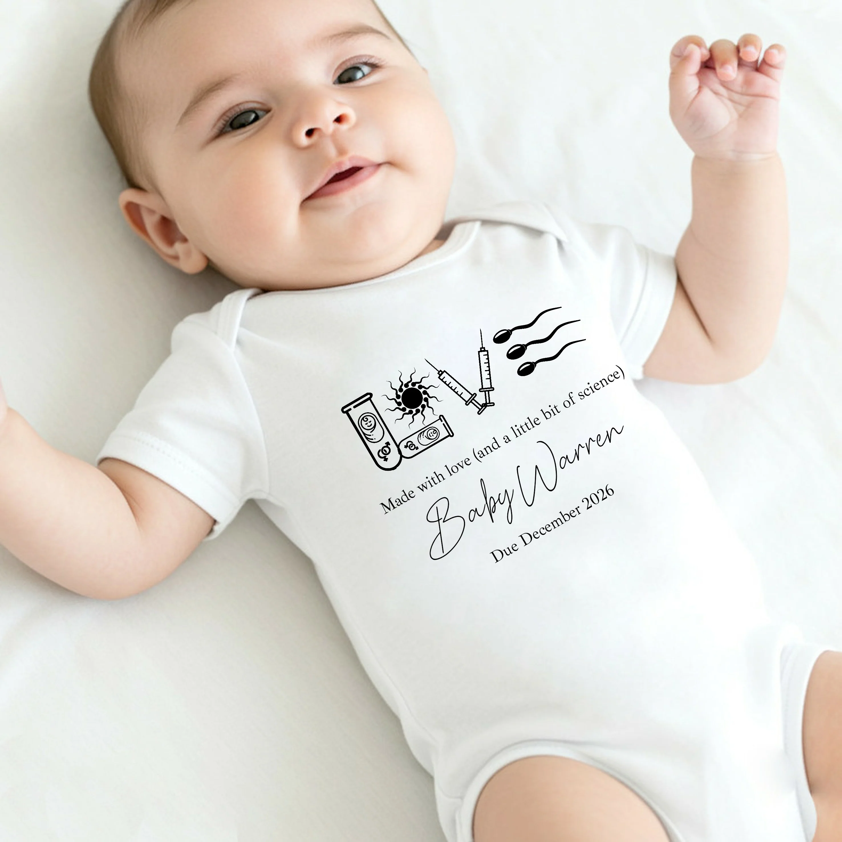 Personalised Black Made With Love And Science IVF Baby Announcement Vest - Image 5