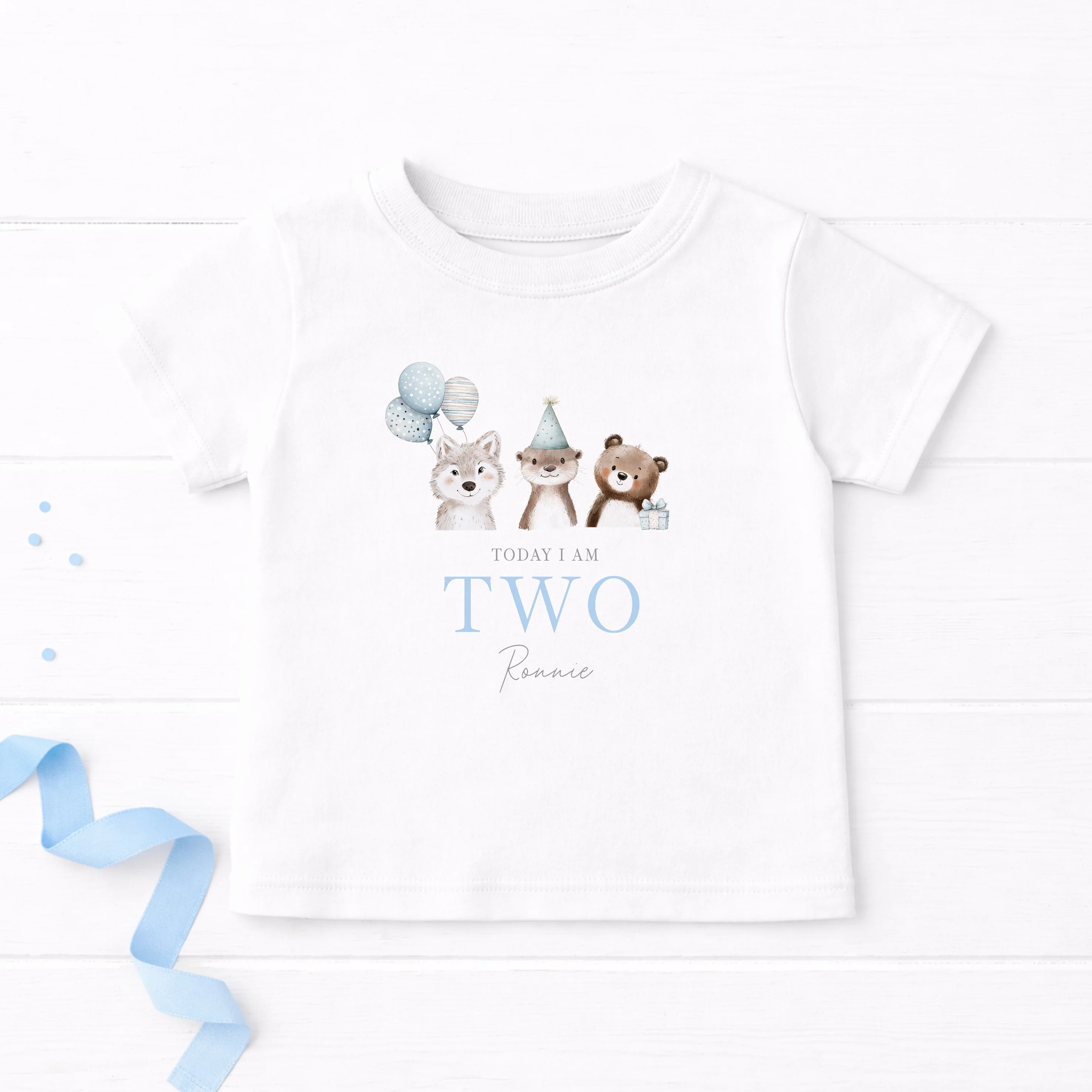 Personalised Blue Animals Any Age Birthday T-Shirt - Image 3